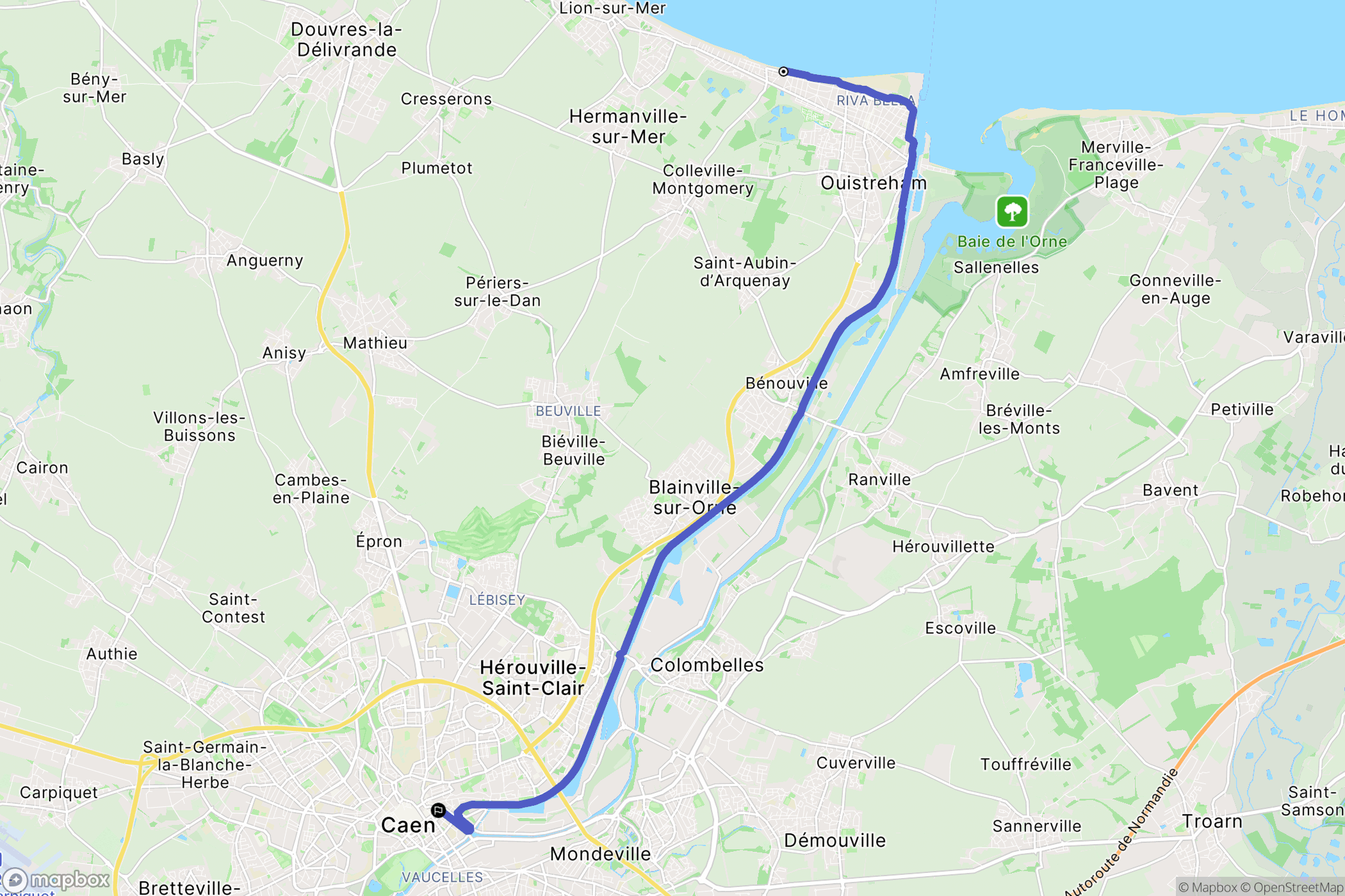 Ouistreham : carte du parcours de randonnée - France