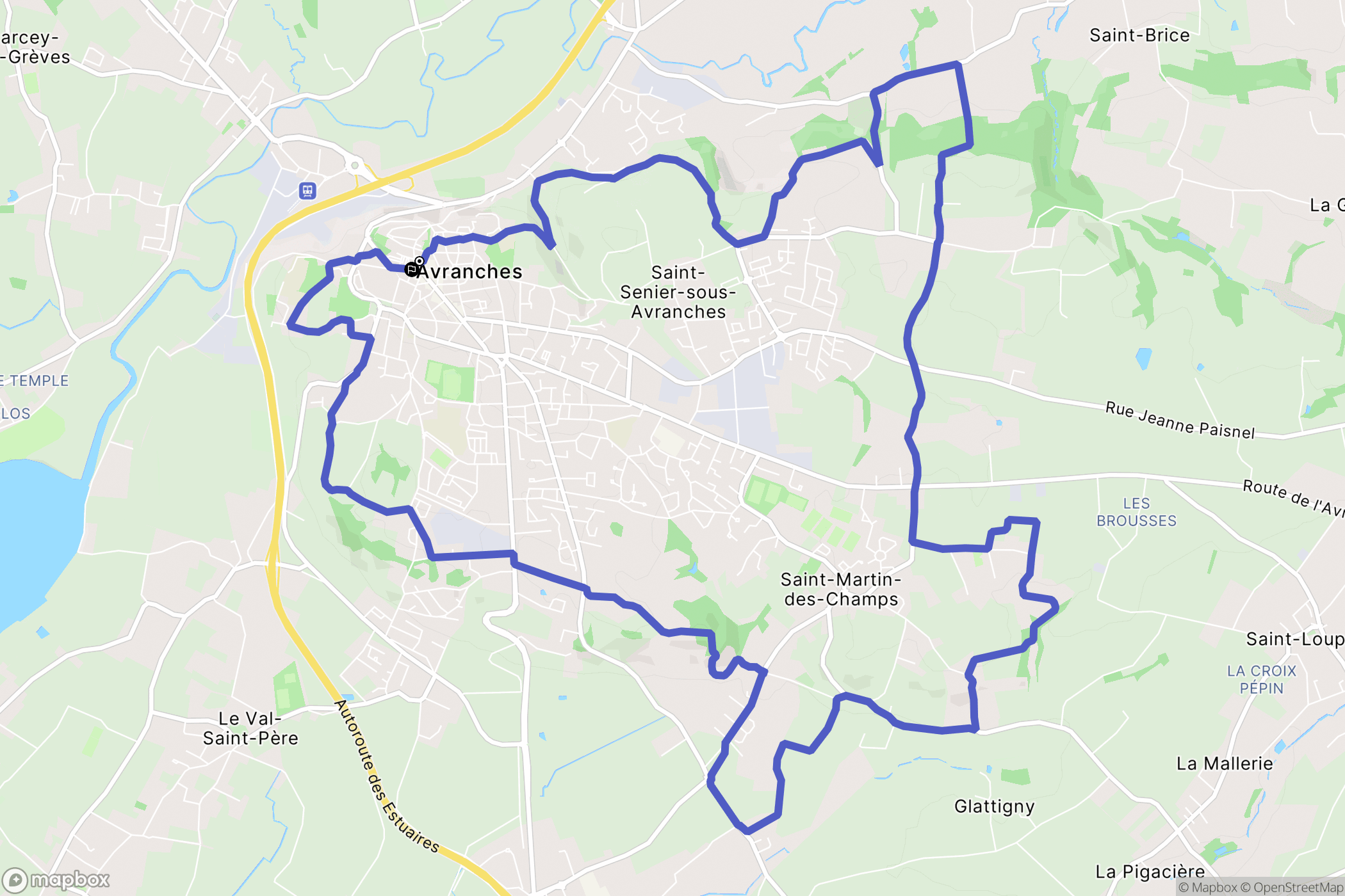 Avranches : carte du parcours de randonnée - France