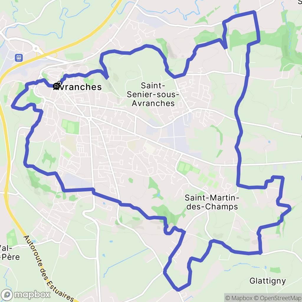 Avranches : carte du parcours de randonnée - France