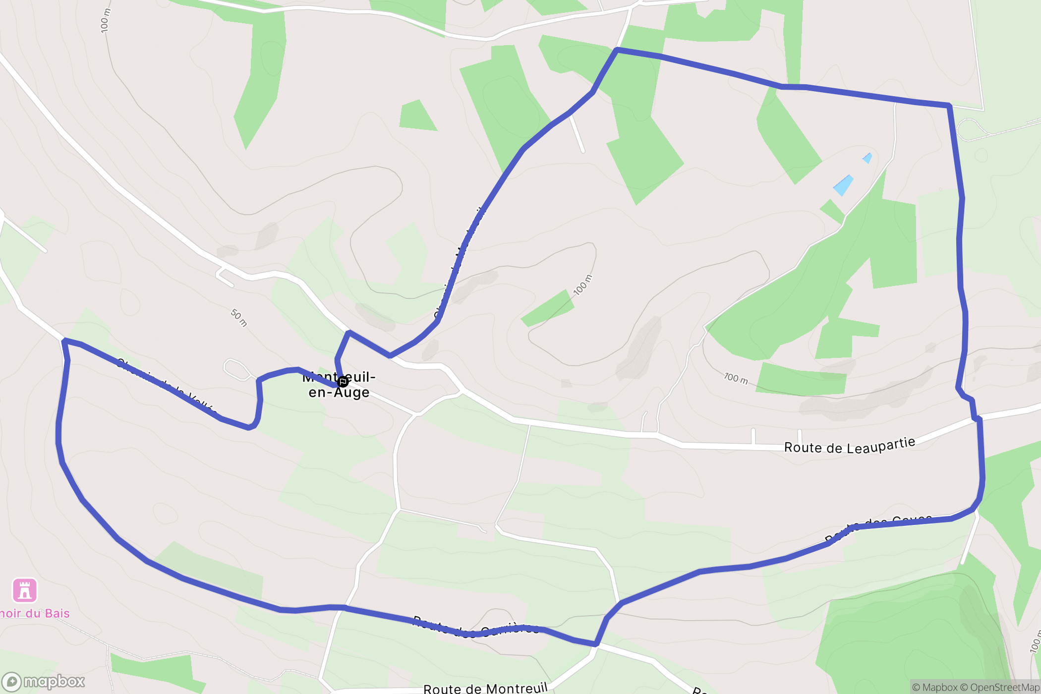 Montreuil-en-Auge : carte du parcours de randonnée - France