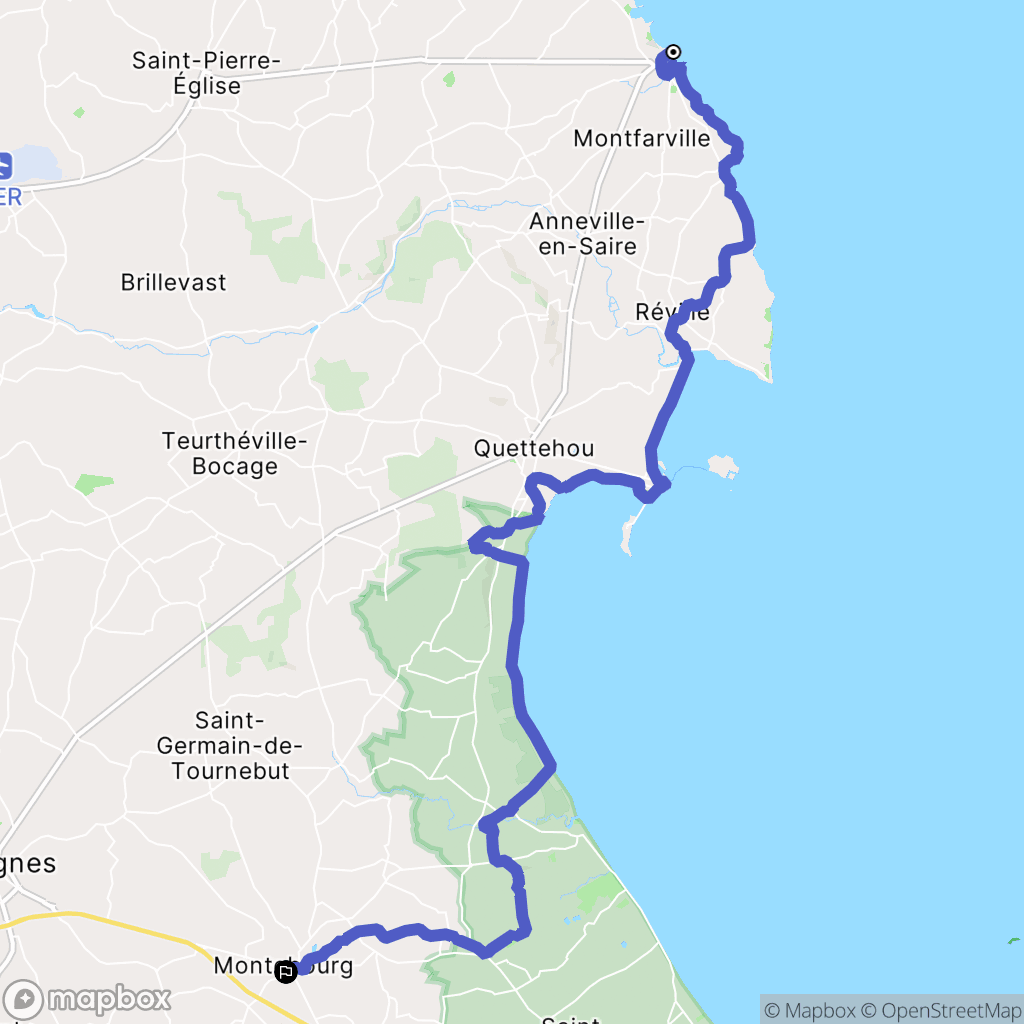 Barfleur : carte du parcours de randonnée - France