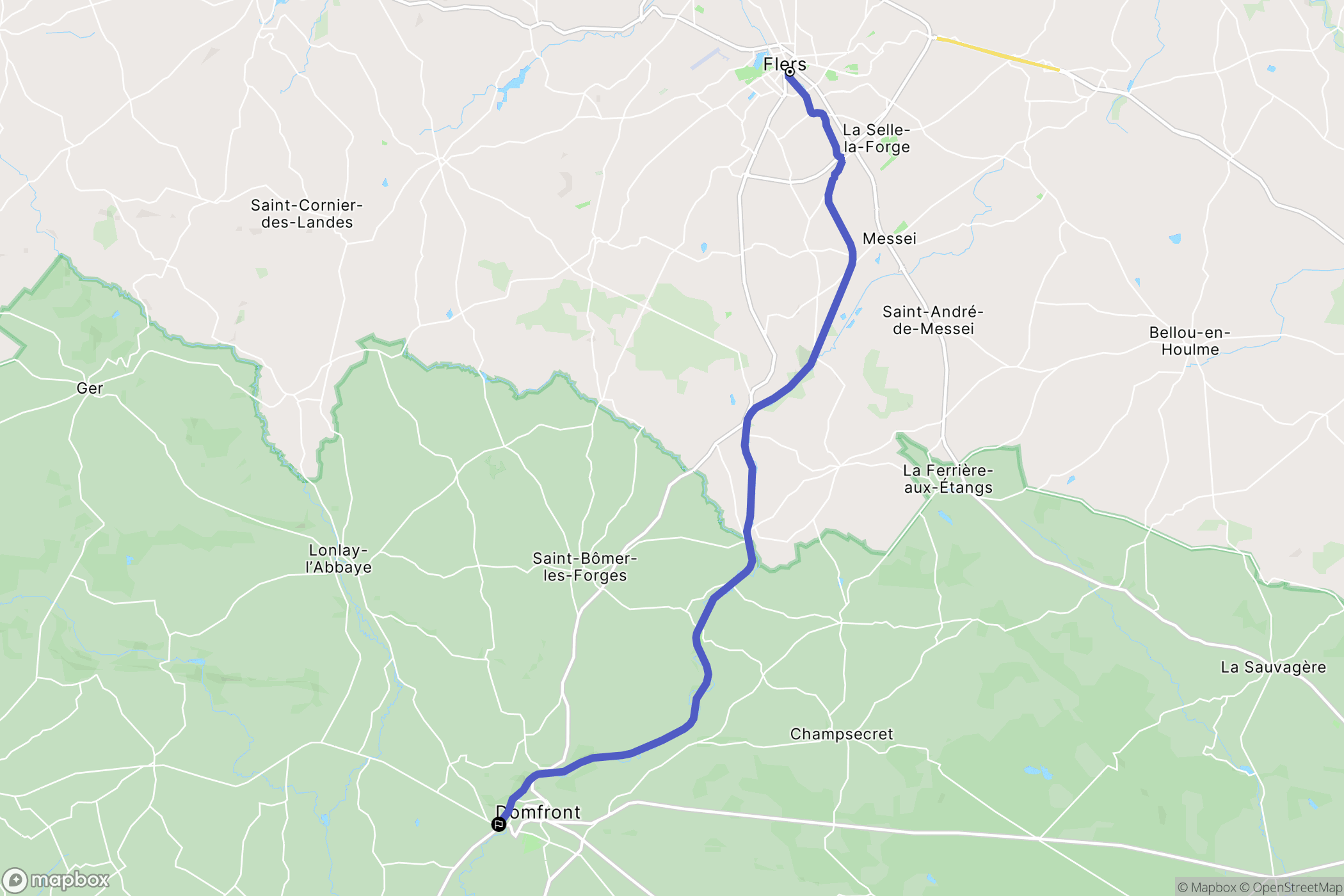 Flers : carte du parcours de randonnée - France