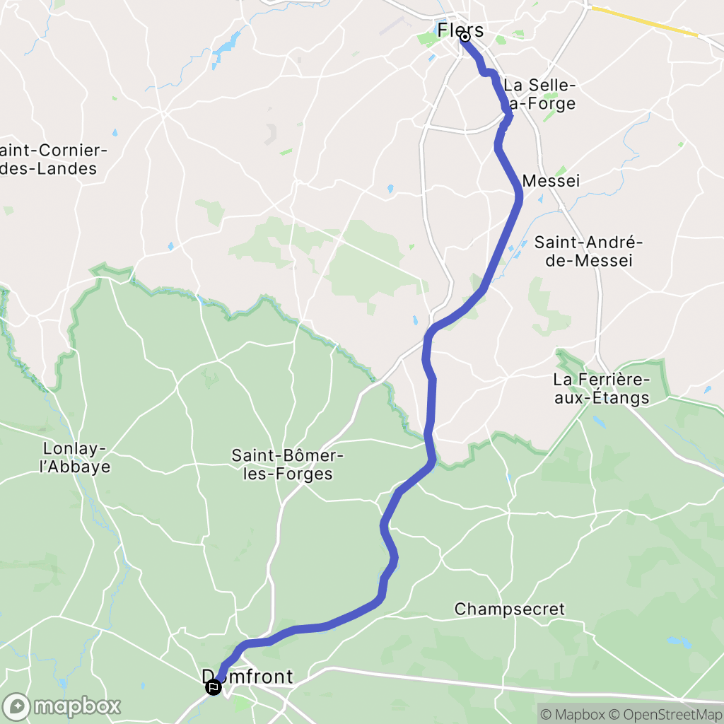 Flers : carte du parcours de randonnée - France