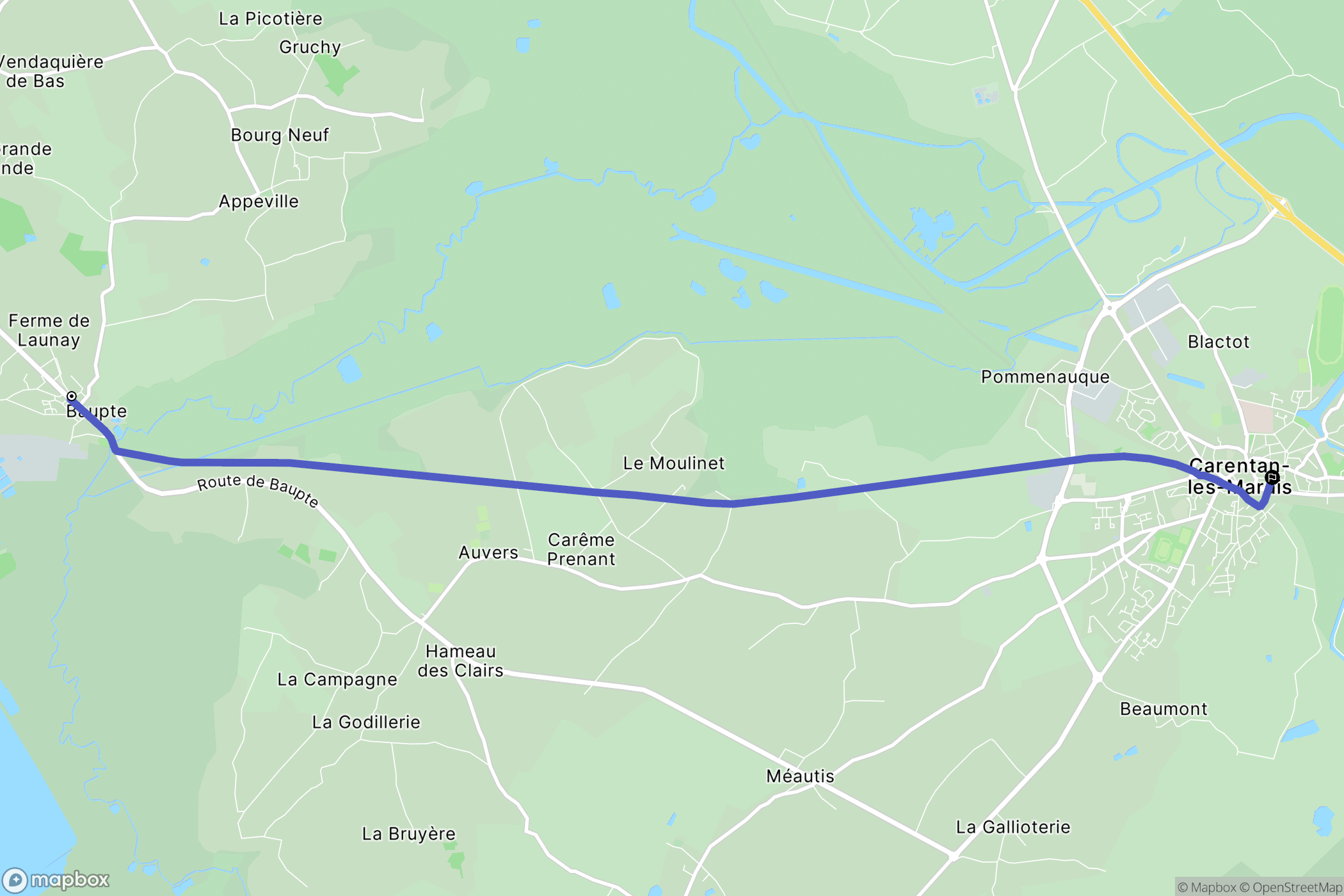 Baupte : carte du parcours de randonnée - France
