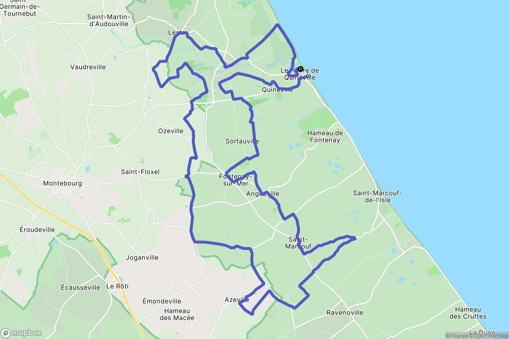 Quinéville : carte du parcours de randonnée - France