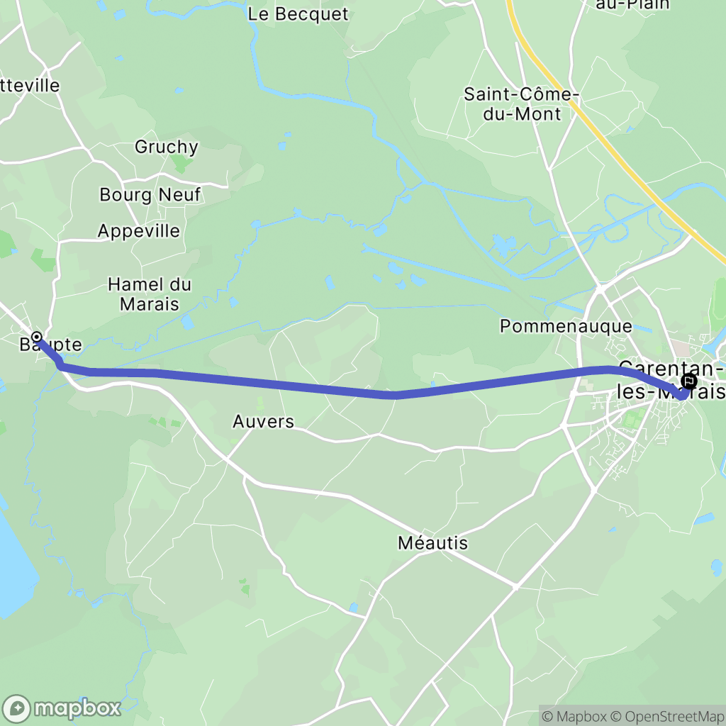 Baupte : carte du parcours de randonnée - France