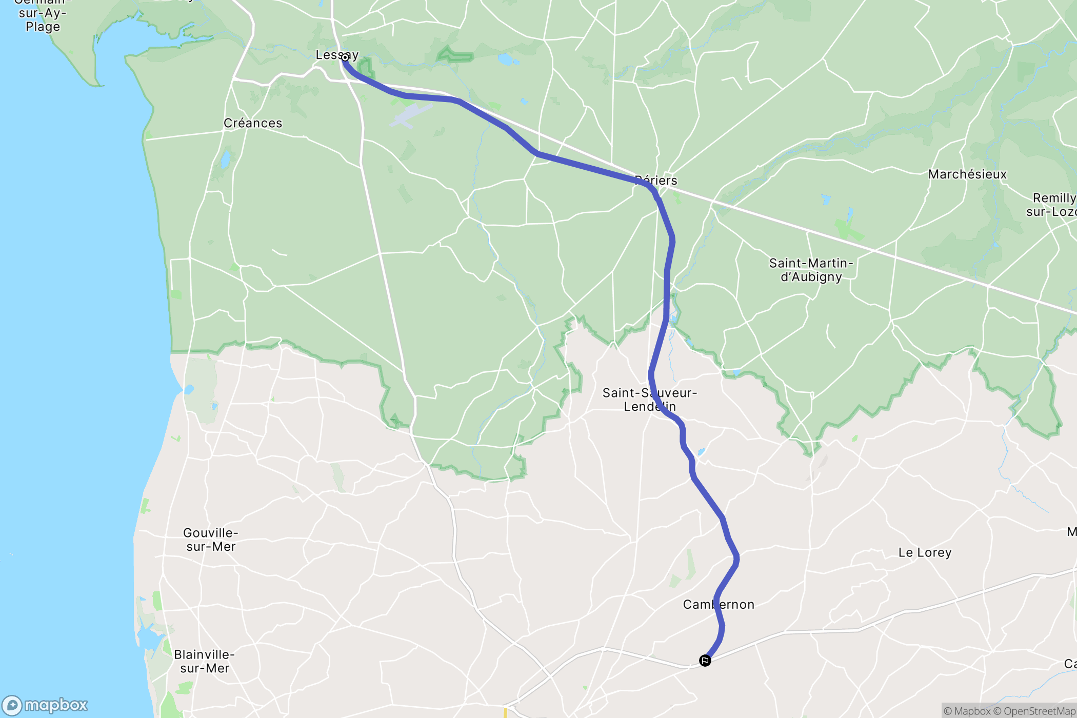 Lessay : carte du parcours de randonnée - France