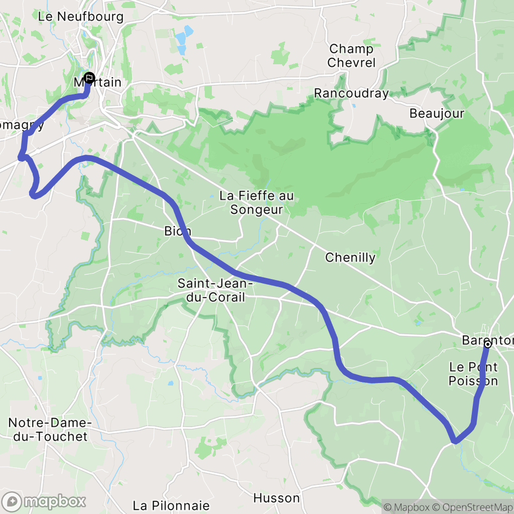 Barenton : carte du parcours de randonnée - France