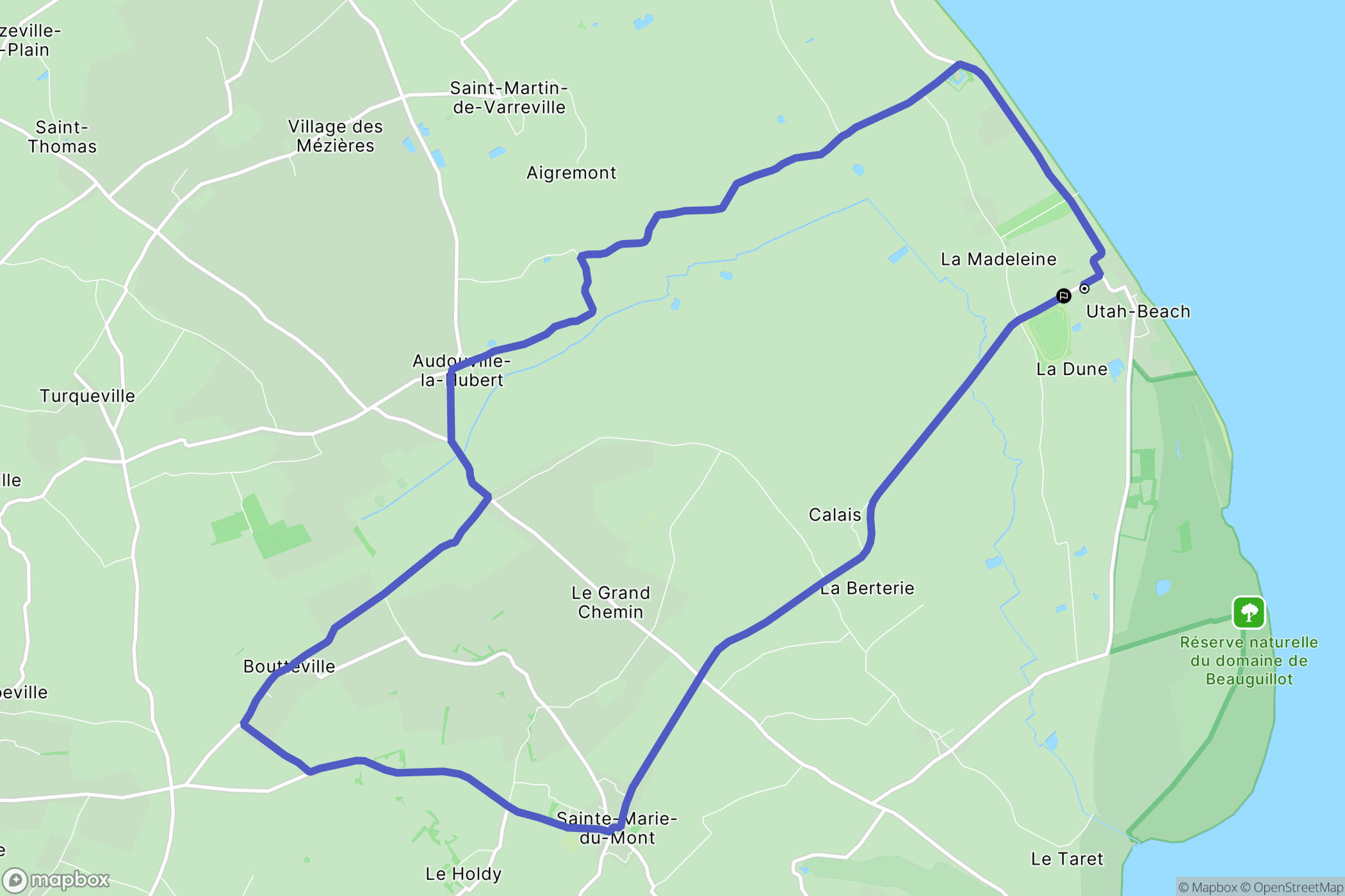 Sainte Marie du Mont : carte du parcours de randonnée - France