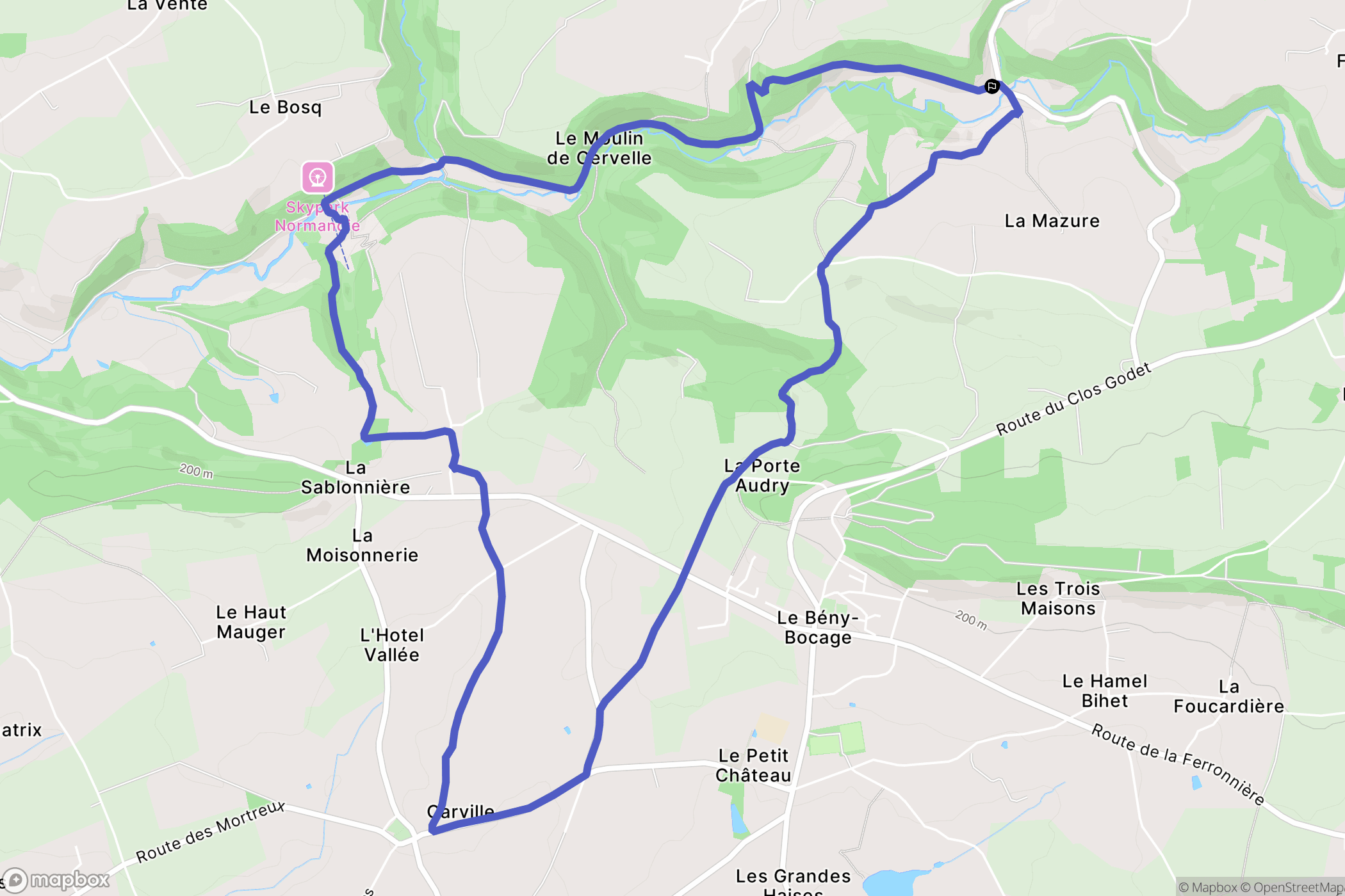 Souleuvre-en-Bocage : carte du parcours de randonnée - France