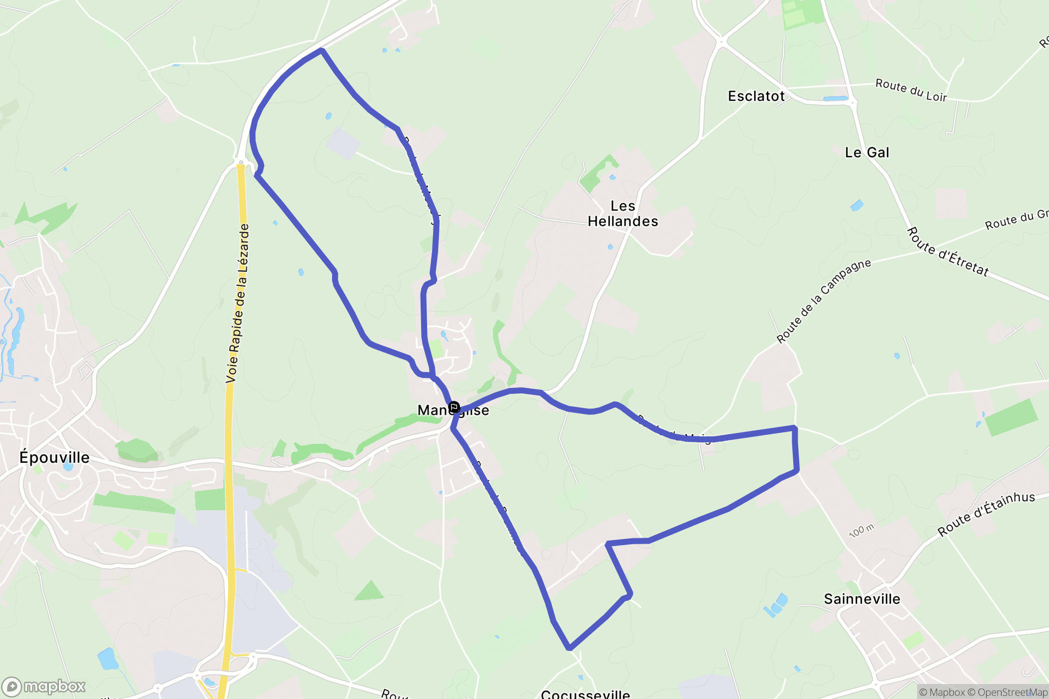 Manéglise : carte du parcours de randonnée - France
