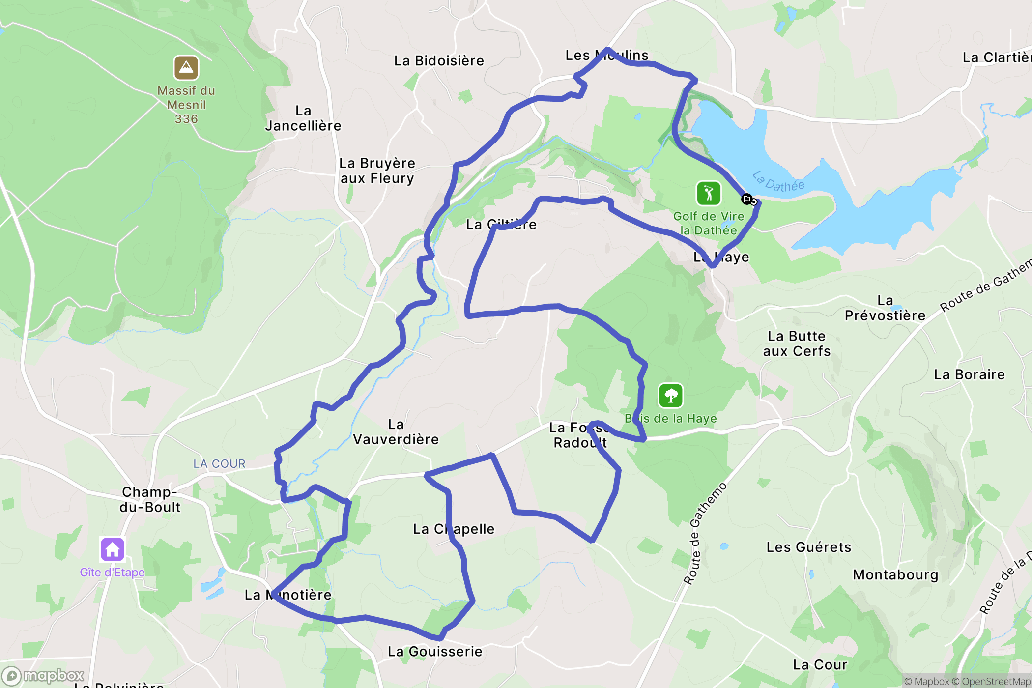 Noues de Sienne : carte du parcours de randonnée - France