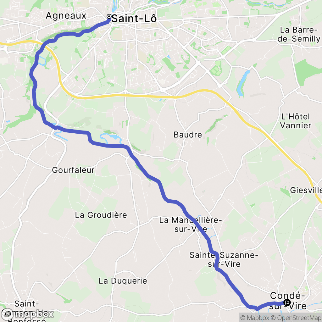 Saint-Lô : carte du parcours de randonnée - France
