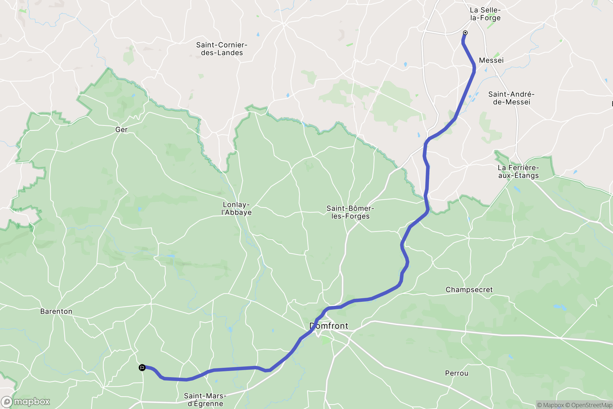 Flers : carte du parcours de randonnée - France
