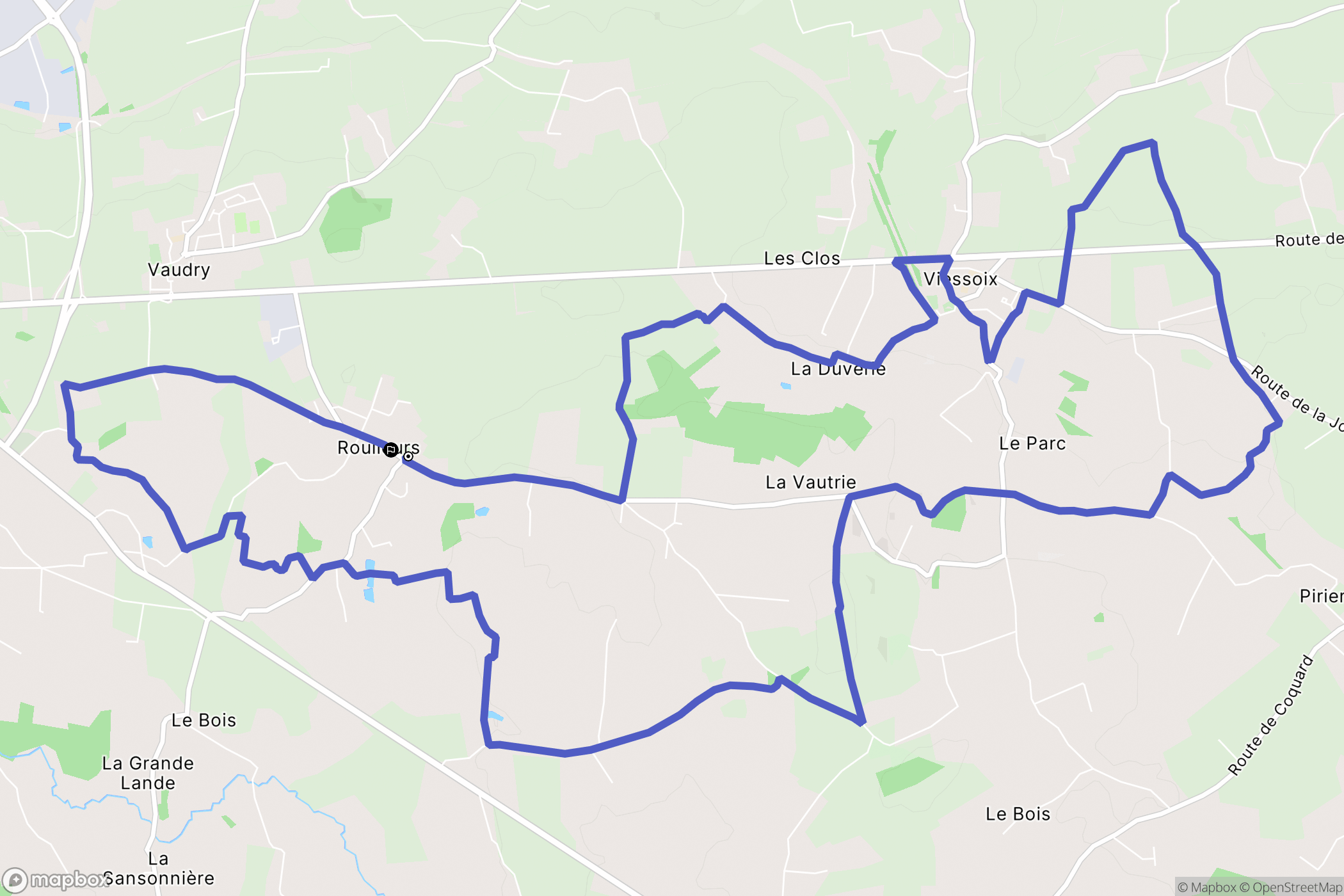 Roullours : carte du parcours de randonnée - France