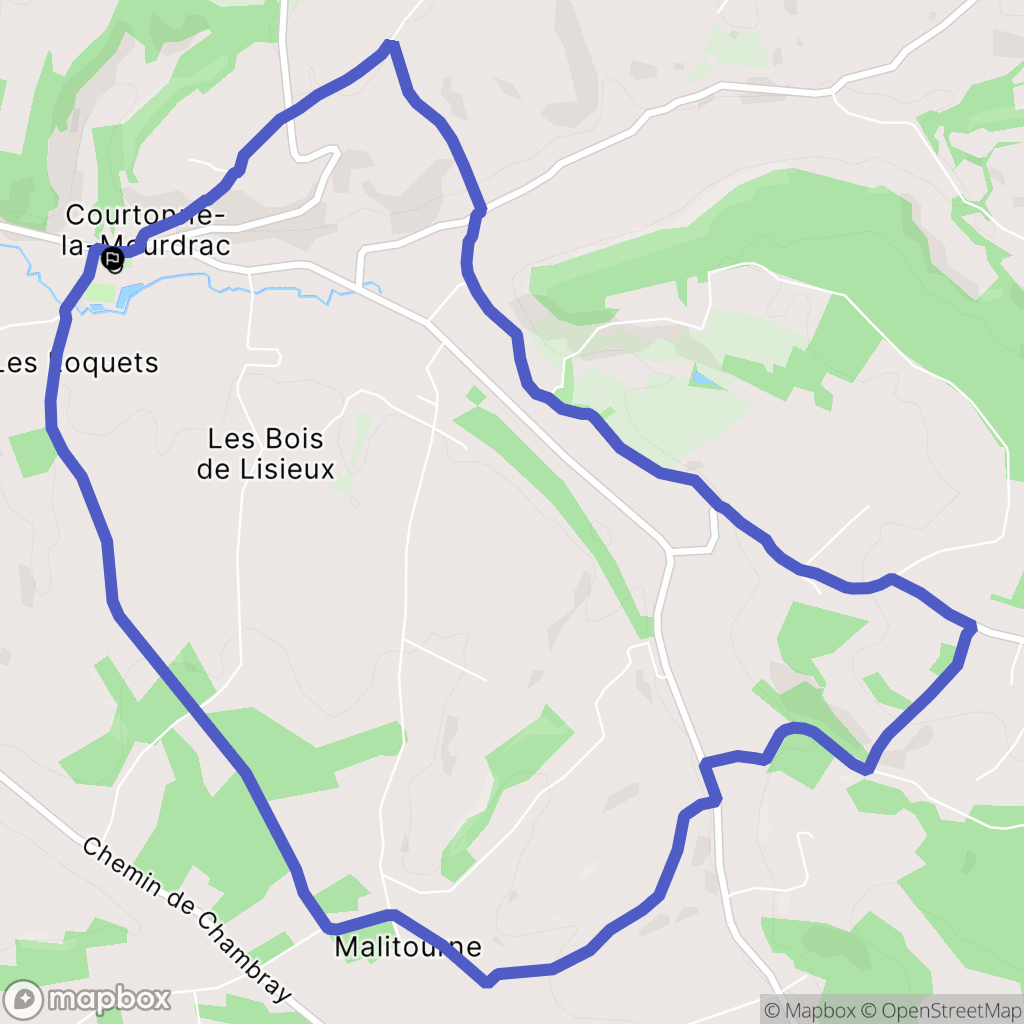 Courtonne-la-Meurdrac : carte du parcours de randonnée - France