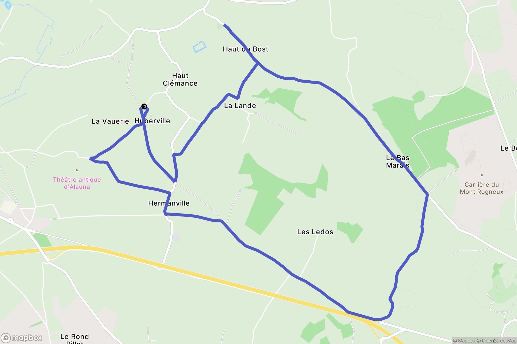 Huberville : carte du parcours de randonnée - France