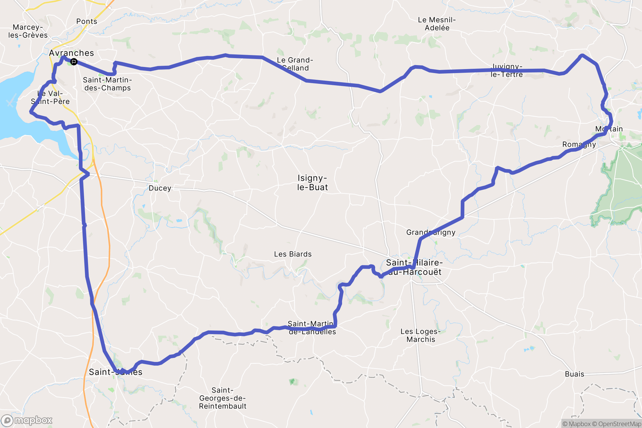 Avranches : carte du parcours de randonnée - France
