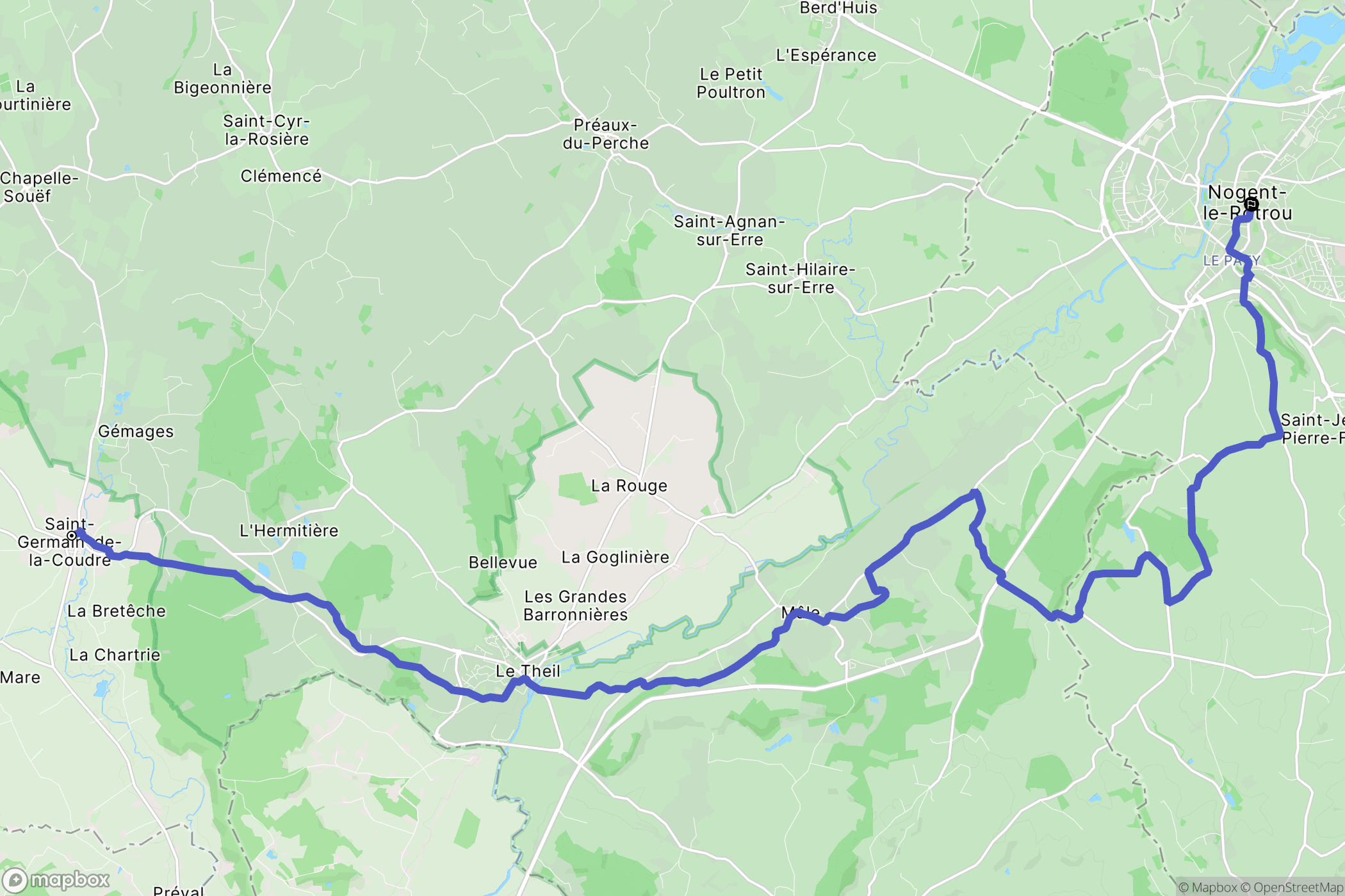 Saint-Germain-de-la-Coudre : carte du parcours de randonnée - France