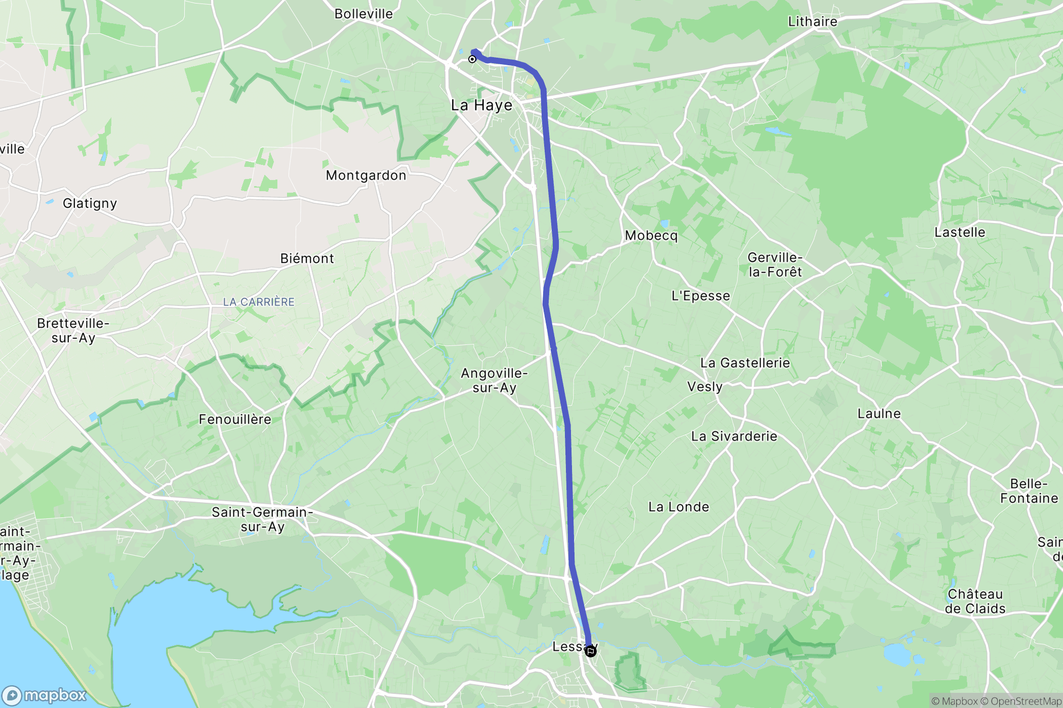 Saint Symphorien le Valois : carte du parcours de randonnée - France