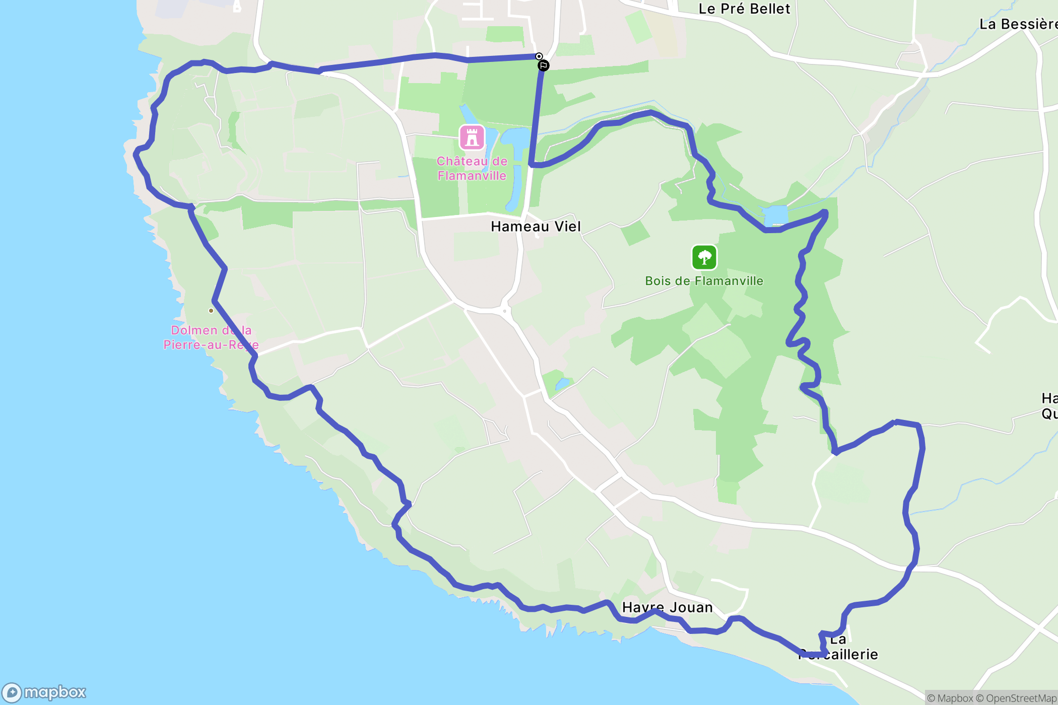 Flamanville : carte du parcours de randonnée - France