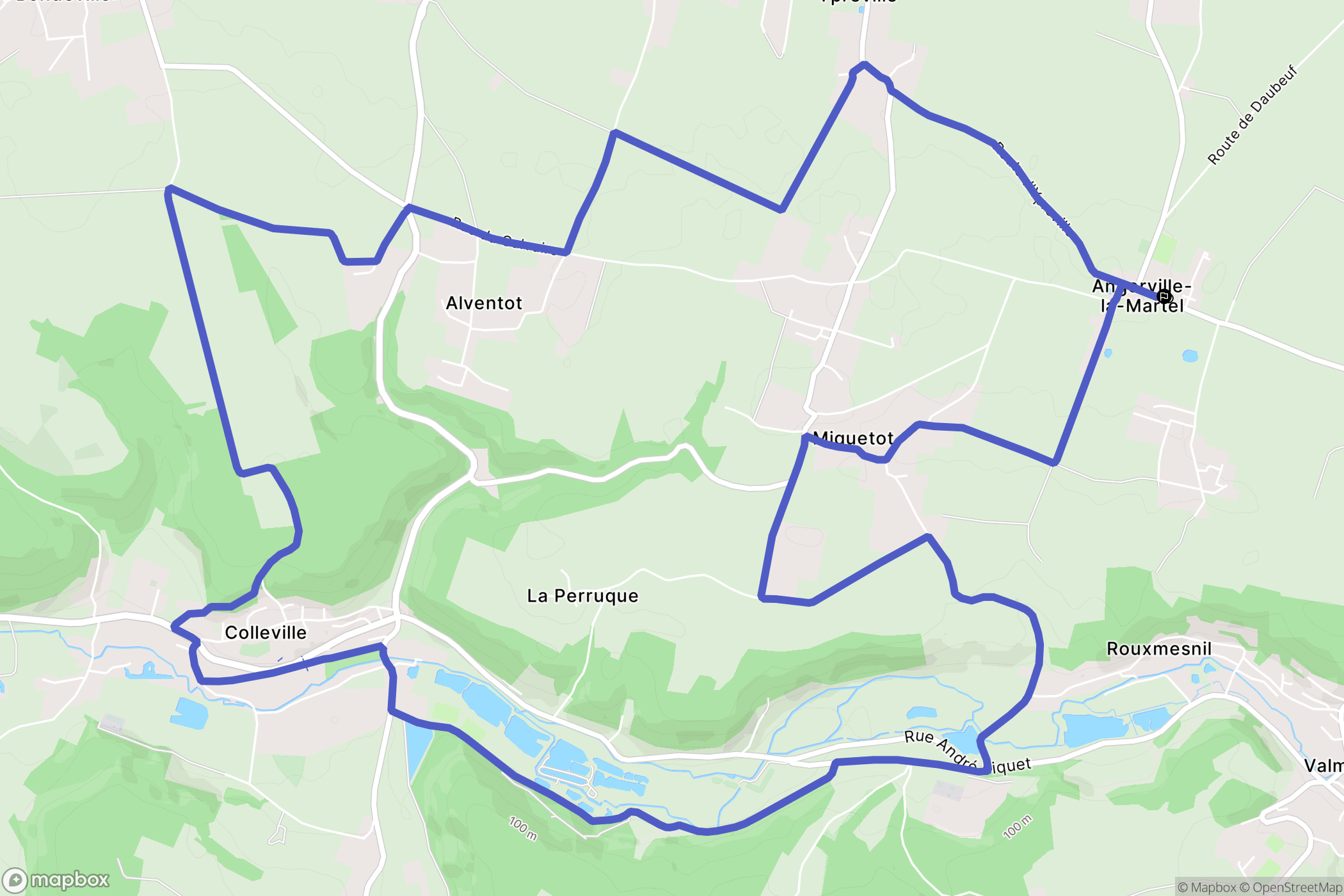 Angerville-la-Martel : carte du parcours de randonnée - France