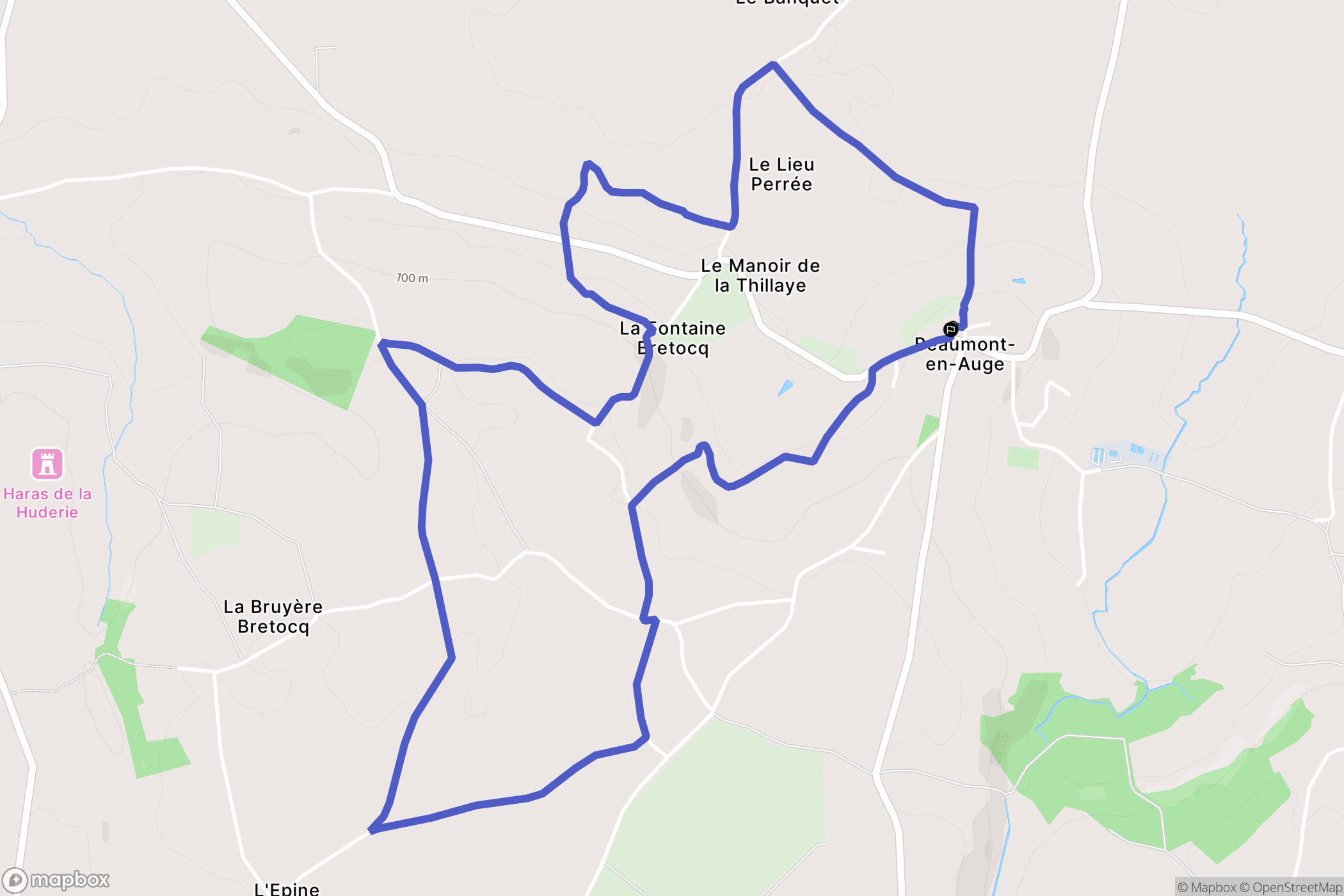 Beaumont-en-Auge : carte du parcours de randonnée - France