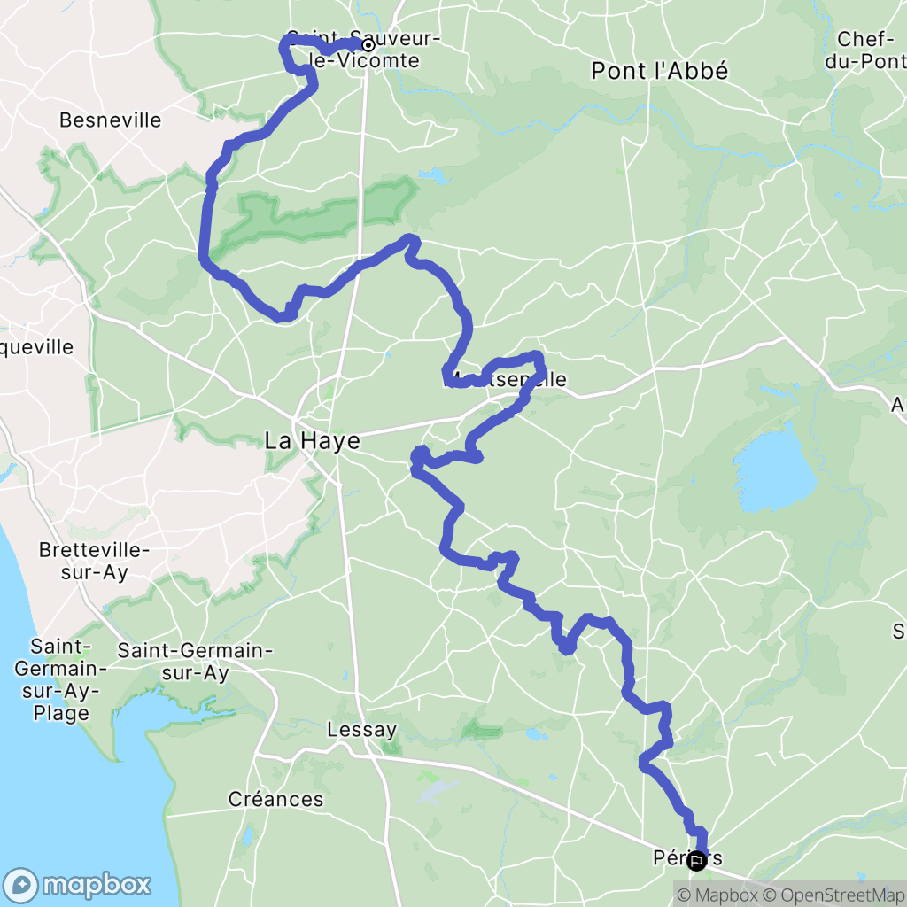 Saint Sauveur le Vicomte : carte du parcours de randonnée - France