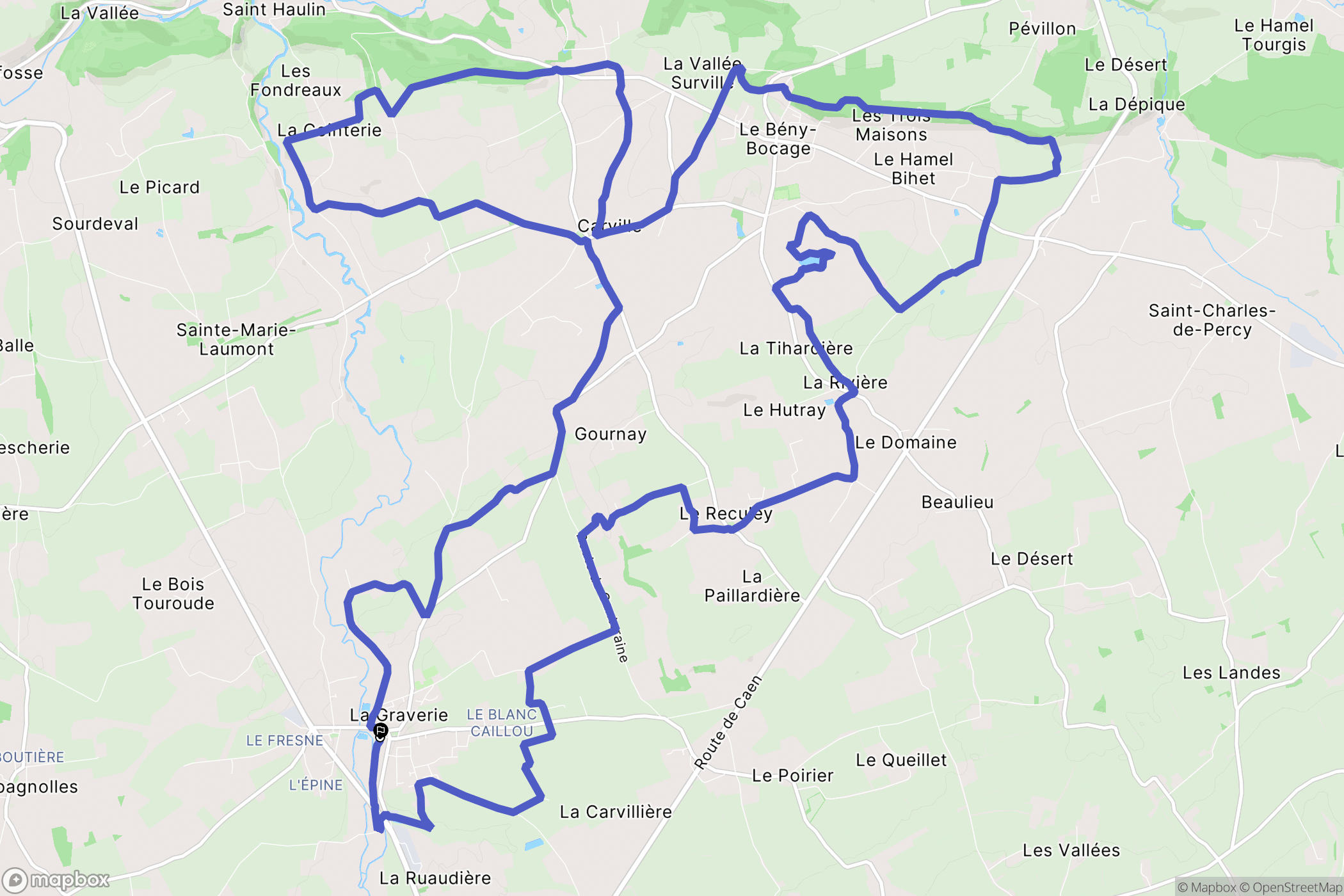 La Graverie : carte du parcours de randonnée - France