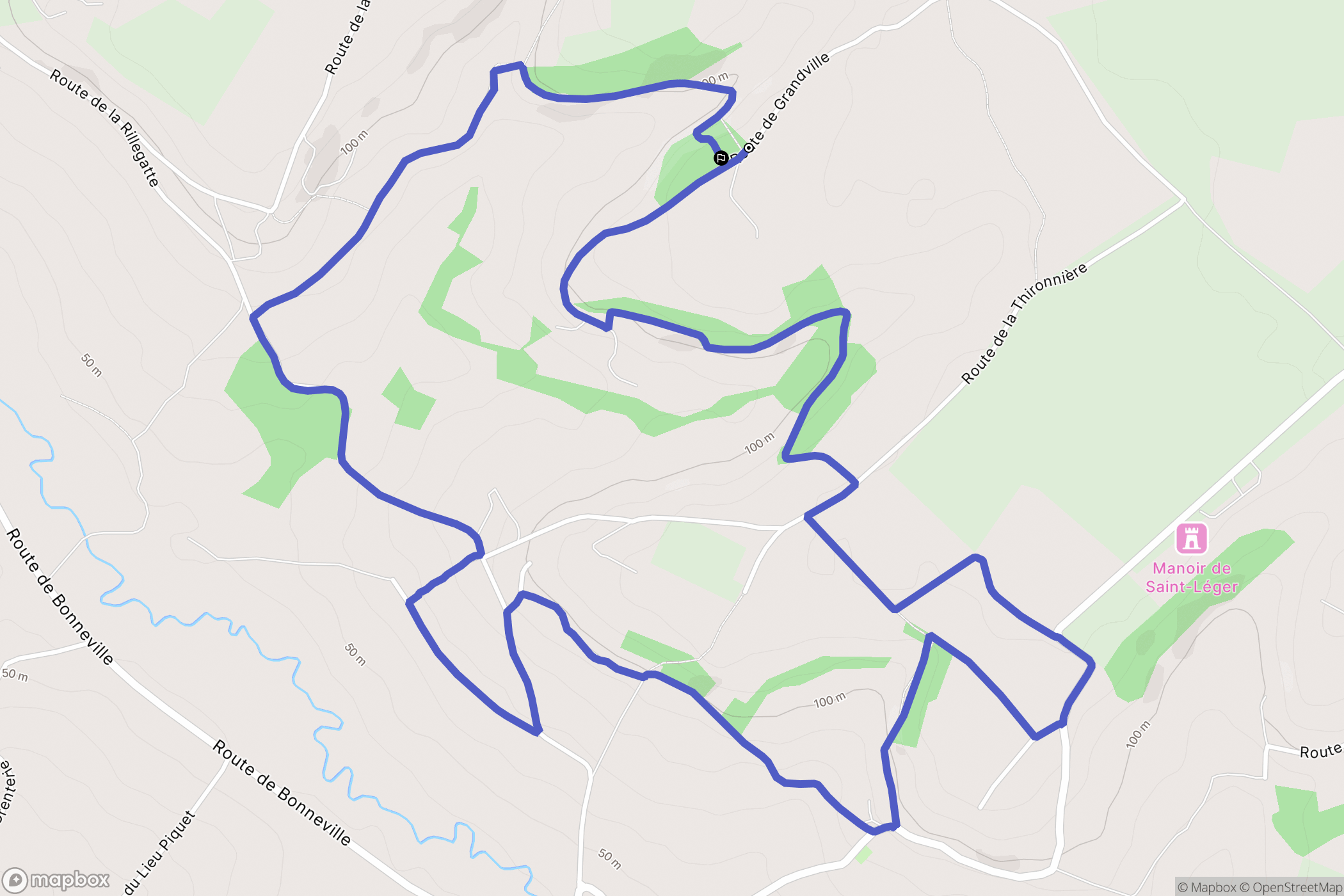 Saint-André-d'Hébertot : carte du parcours de randonnée - France