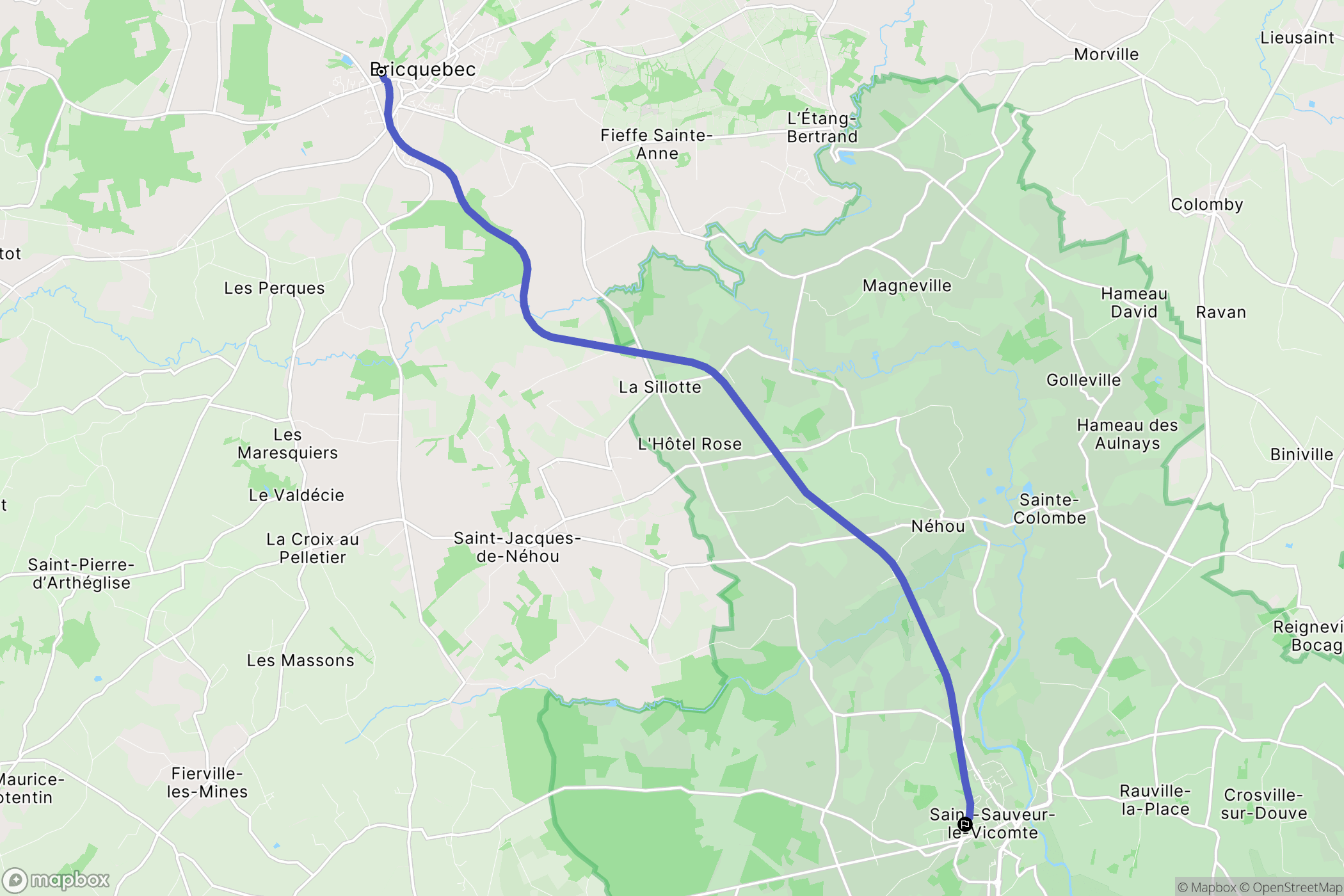 Bricquebec-en-Cotentin : carte du parcours de randonnée - France