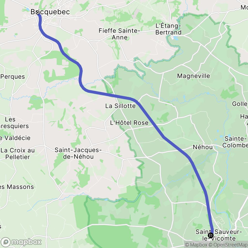 Bricquebec-en-Cotentin : carte du parcours de randonnée - France