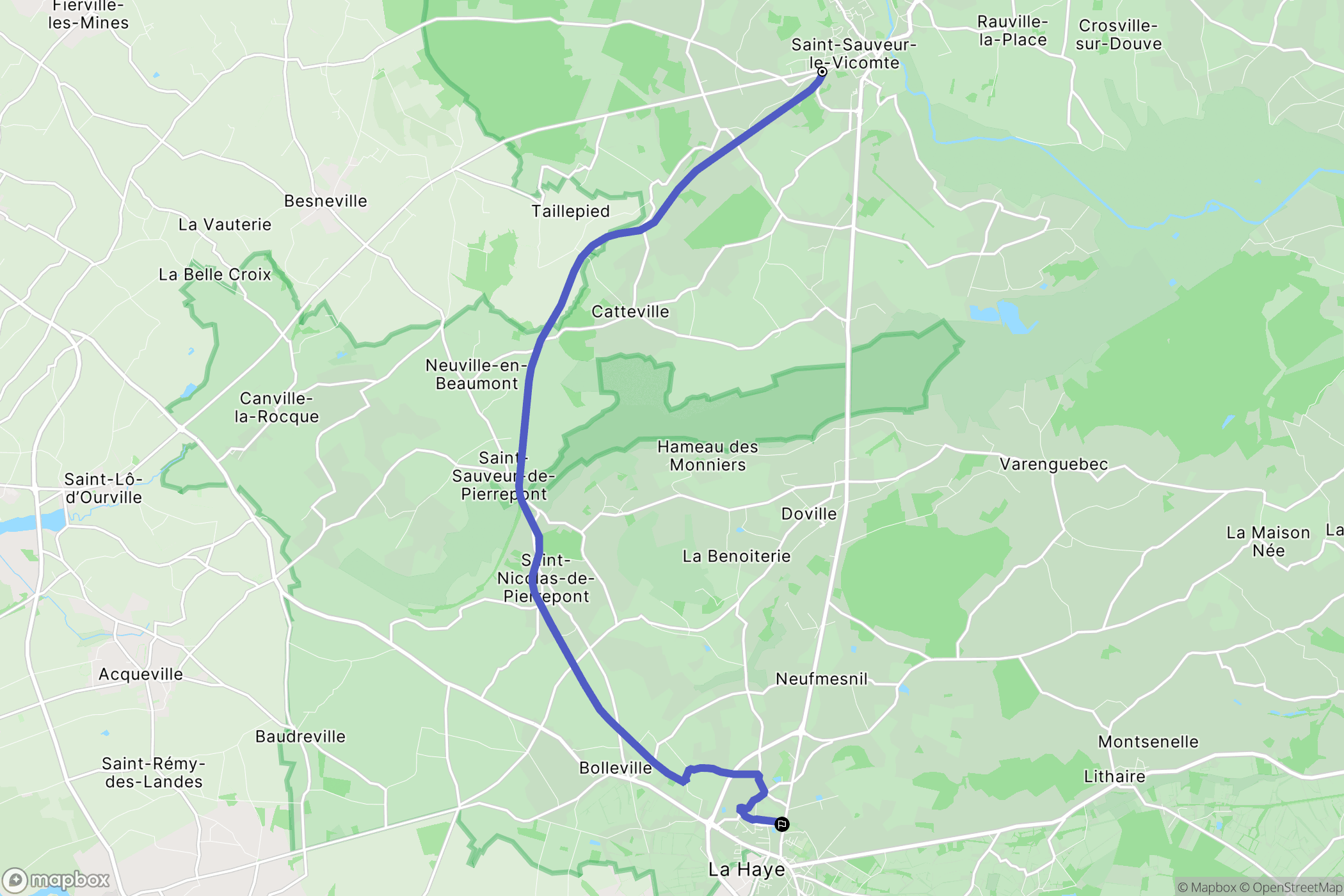 Saint-Sauveur-le-Vicomte : carte du parcours de randonnée - France