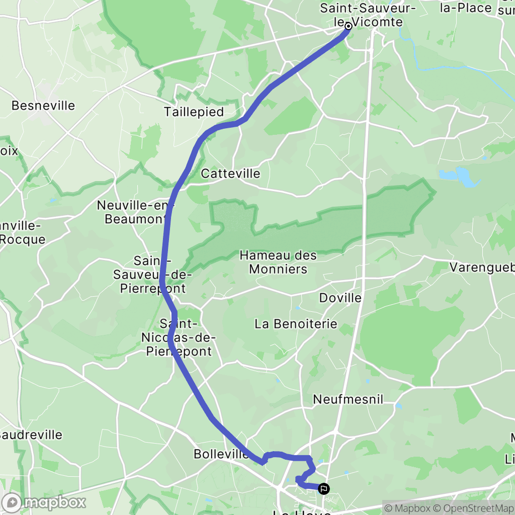 Saint-Sauveur-le-Vicomte : carte du parcours de randonnée - France