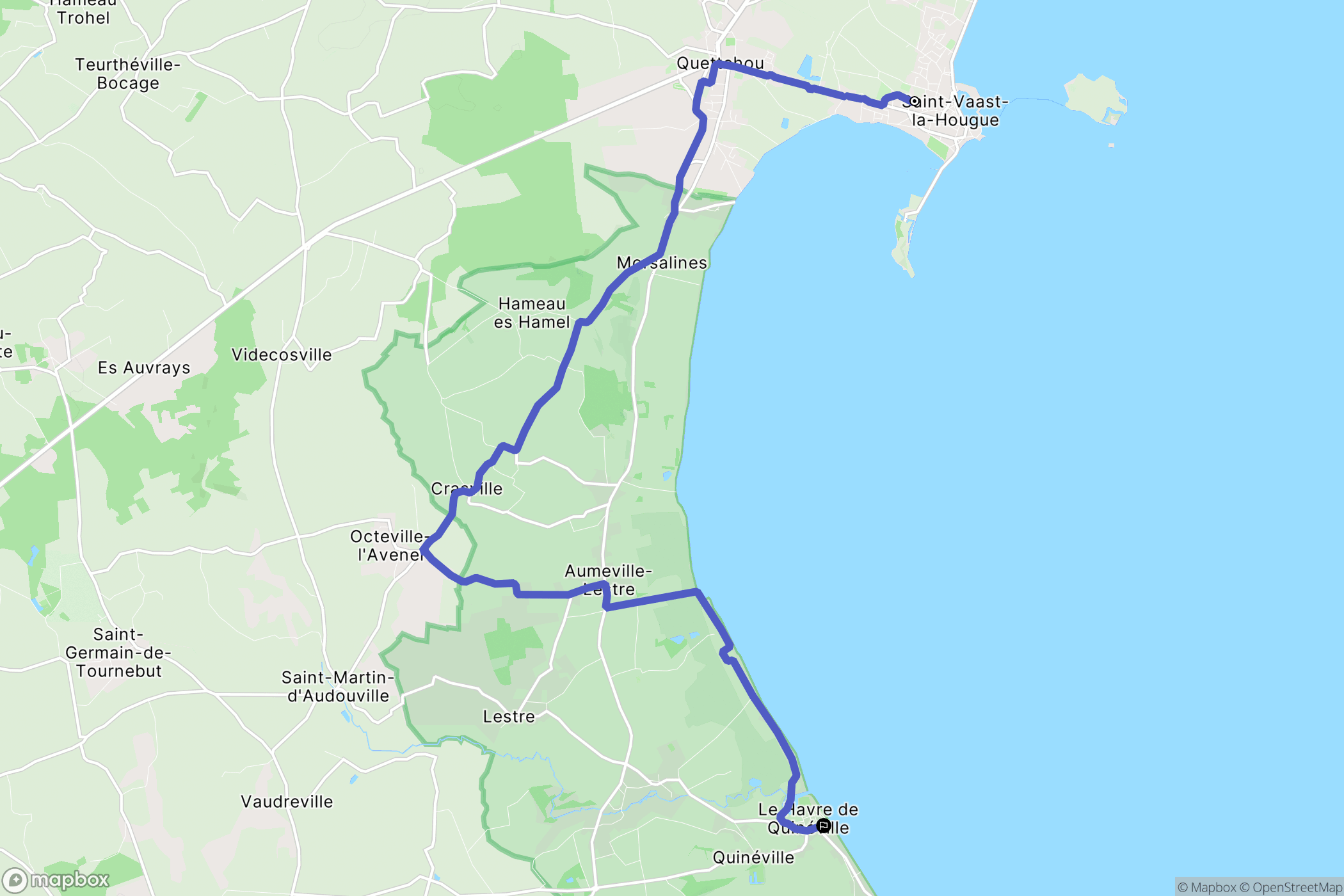 Saint-Vaast-la-Hougue : carte du parcours de randonnée - France