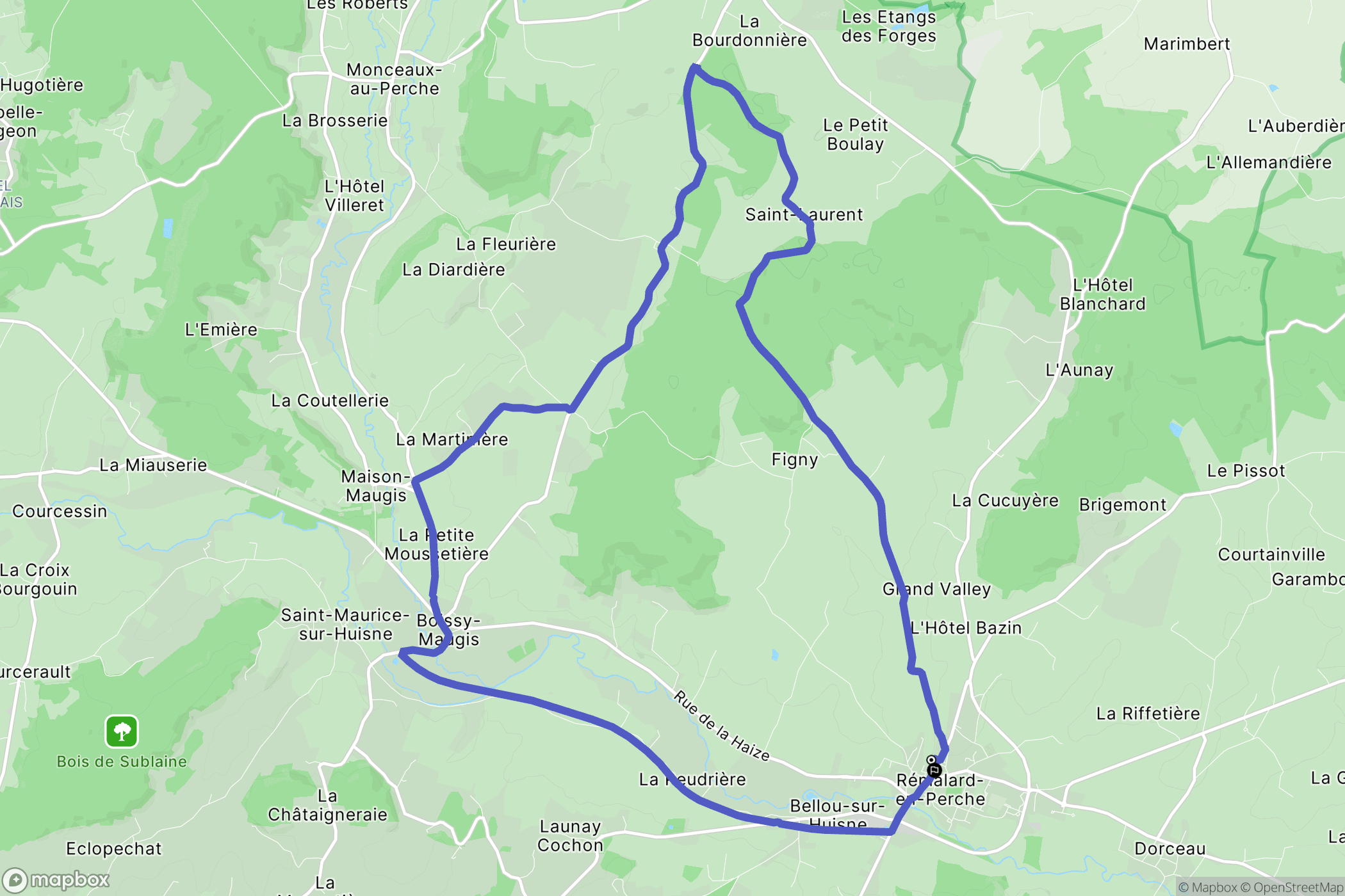 Rémalard : carte du parcours de randonnée - France