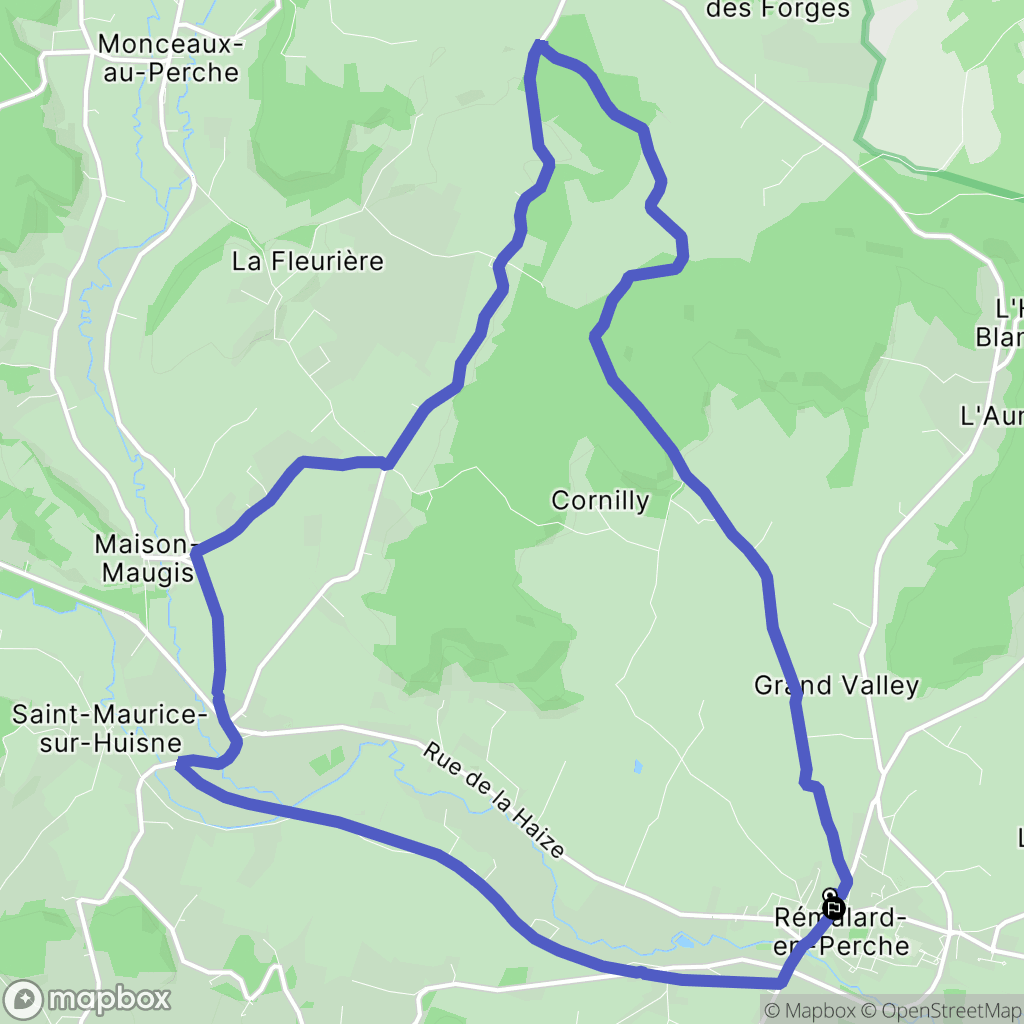 Rémalard : carte du parcours de randonnée - France