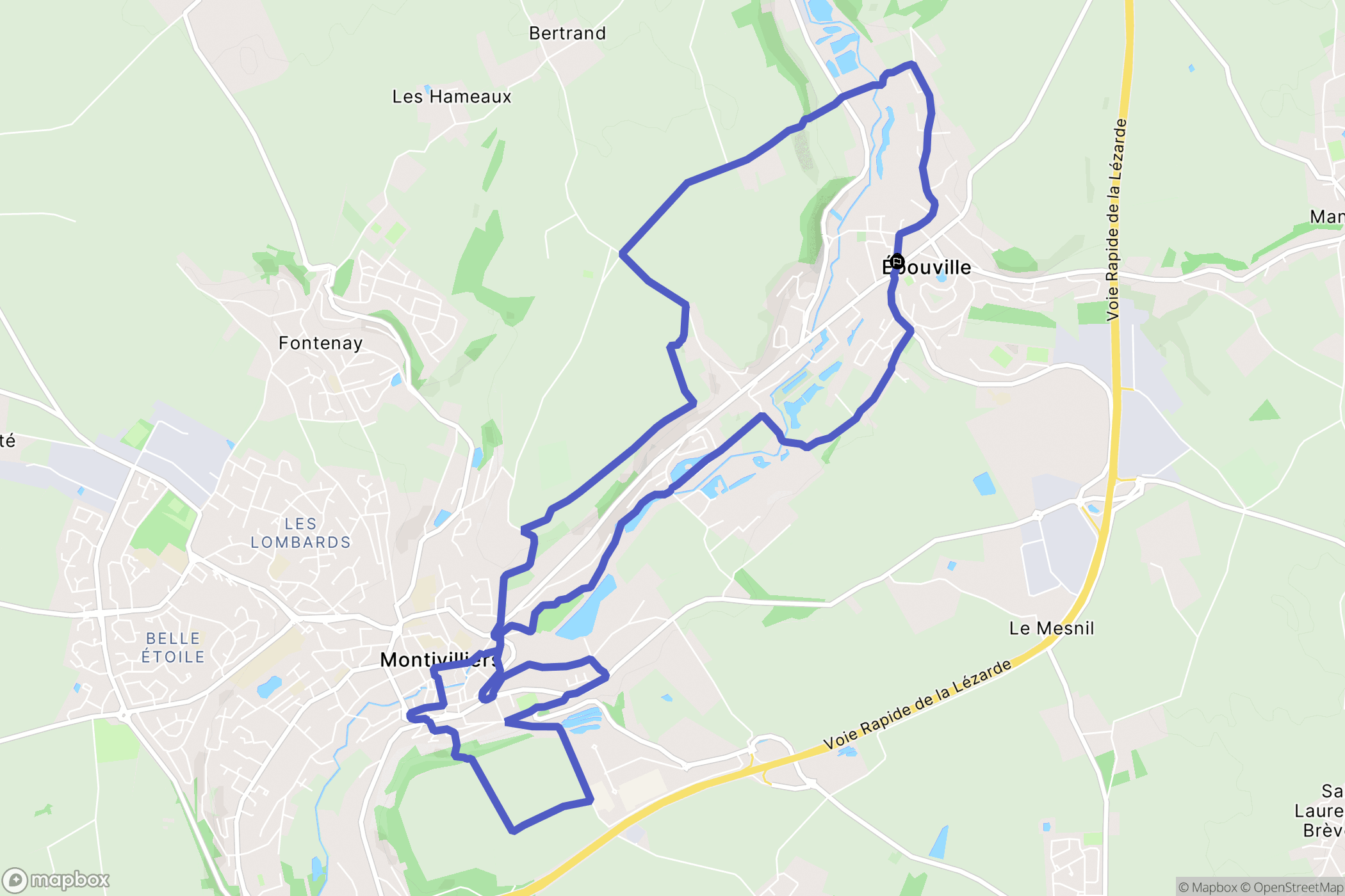 Épouville : carte du parcours de randonnée - France