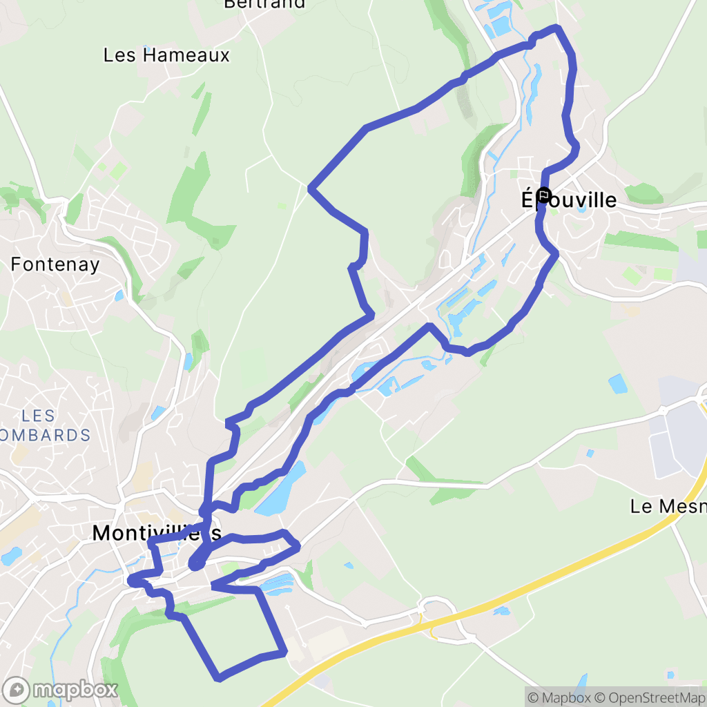 Épouville : carte du parcours de randonnée - France