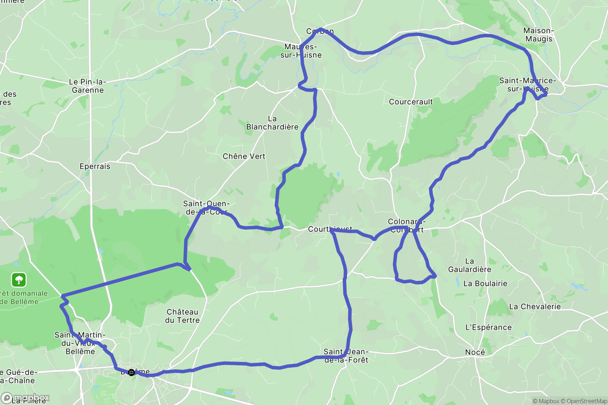 Bellême : carte du parcours de randonnée - France