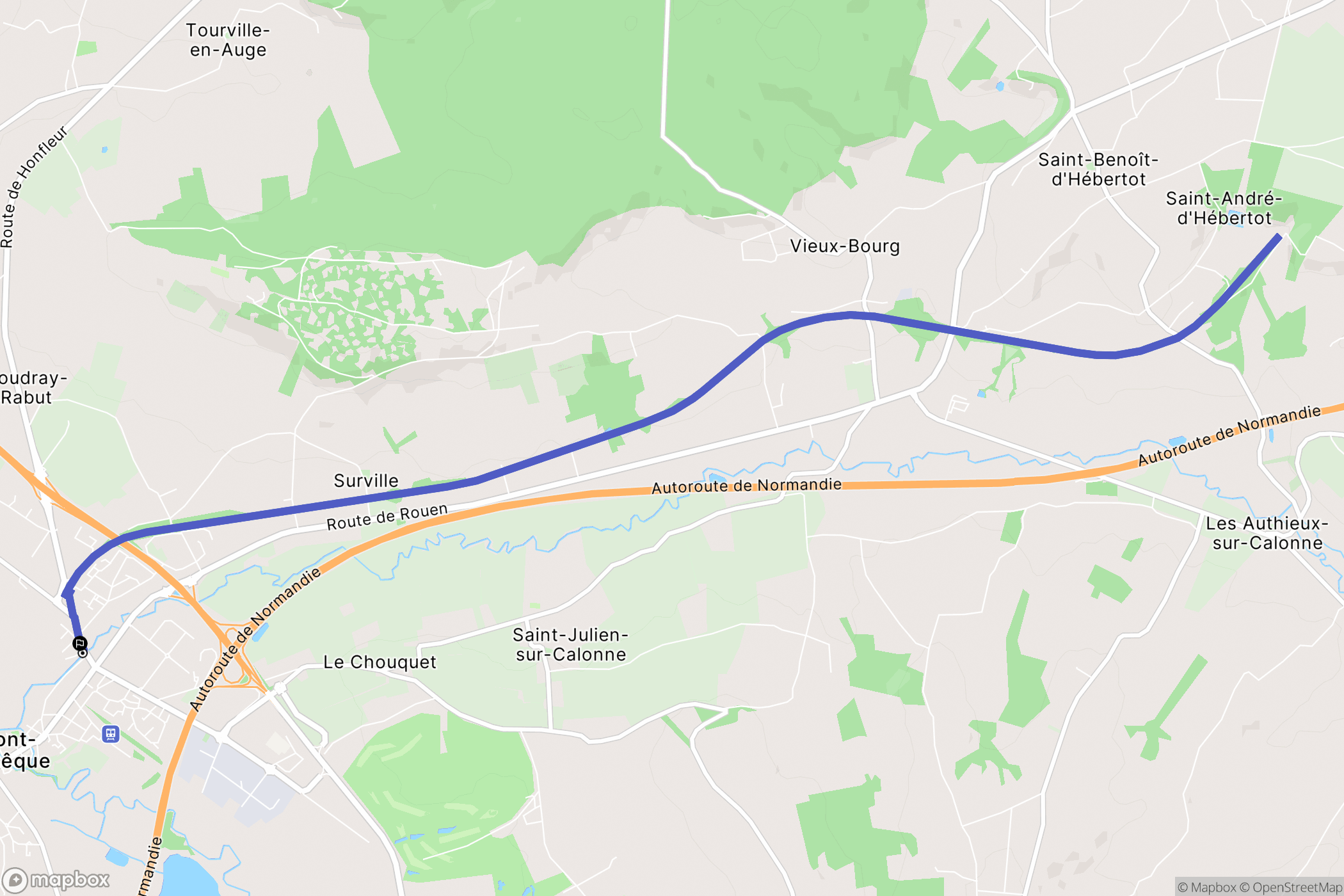Pont-l'Evêque : carte du parcours de randonnée - France
