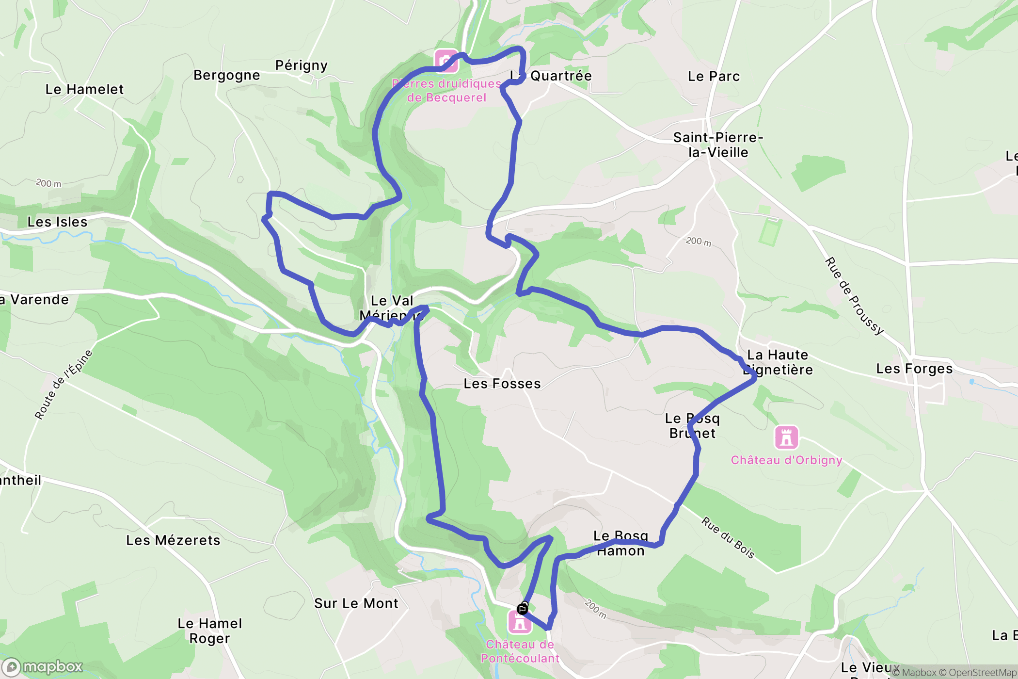 Pontécoulant : carte du parcours de randonnée - France