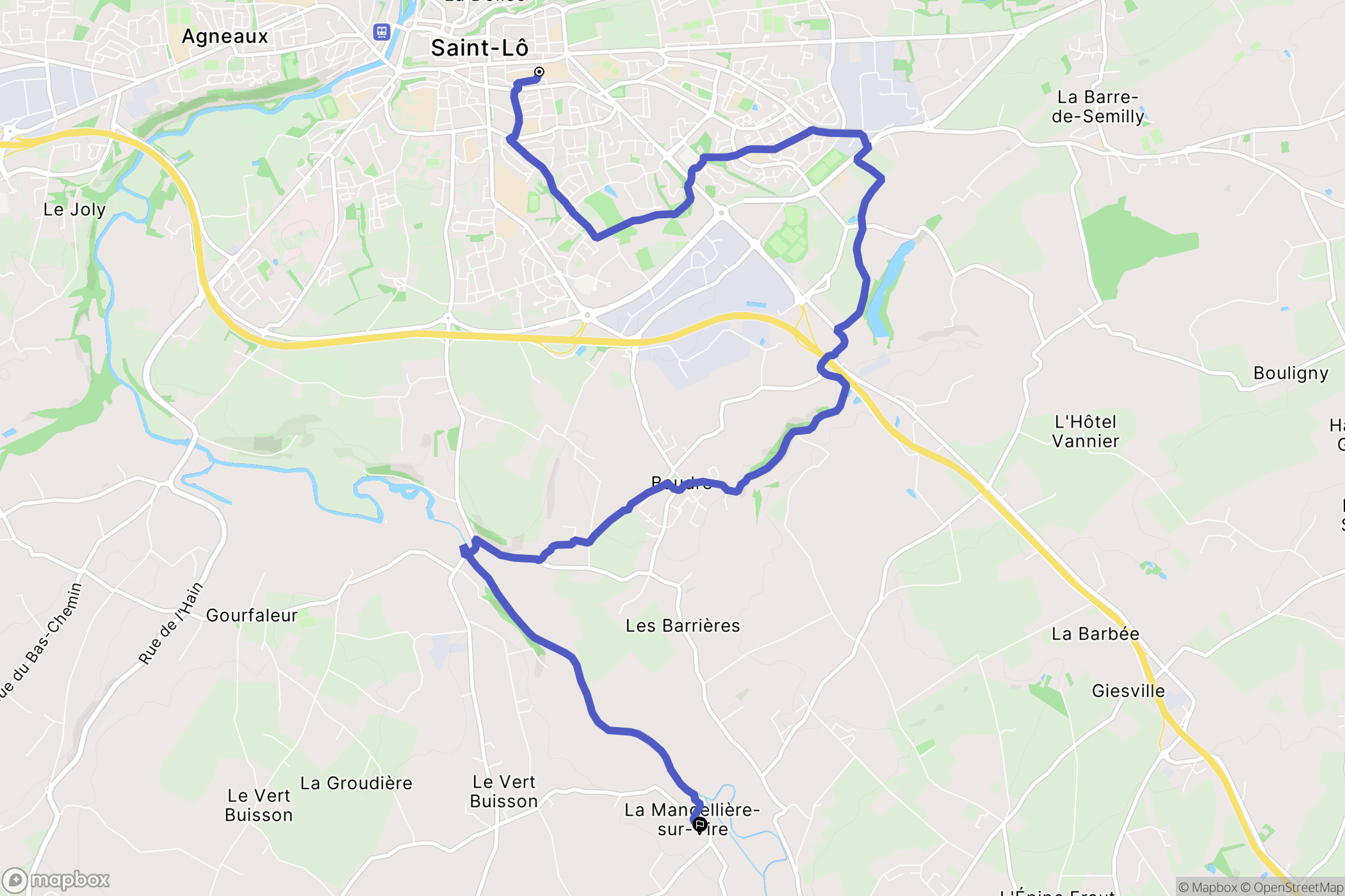 Saint-Lô : carte du parcours de randonnée - France