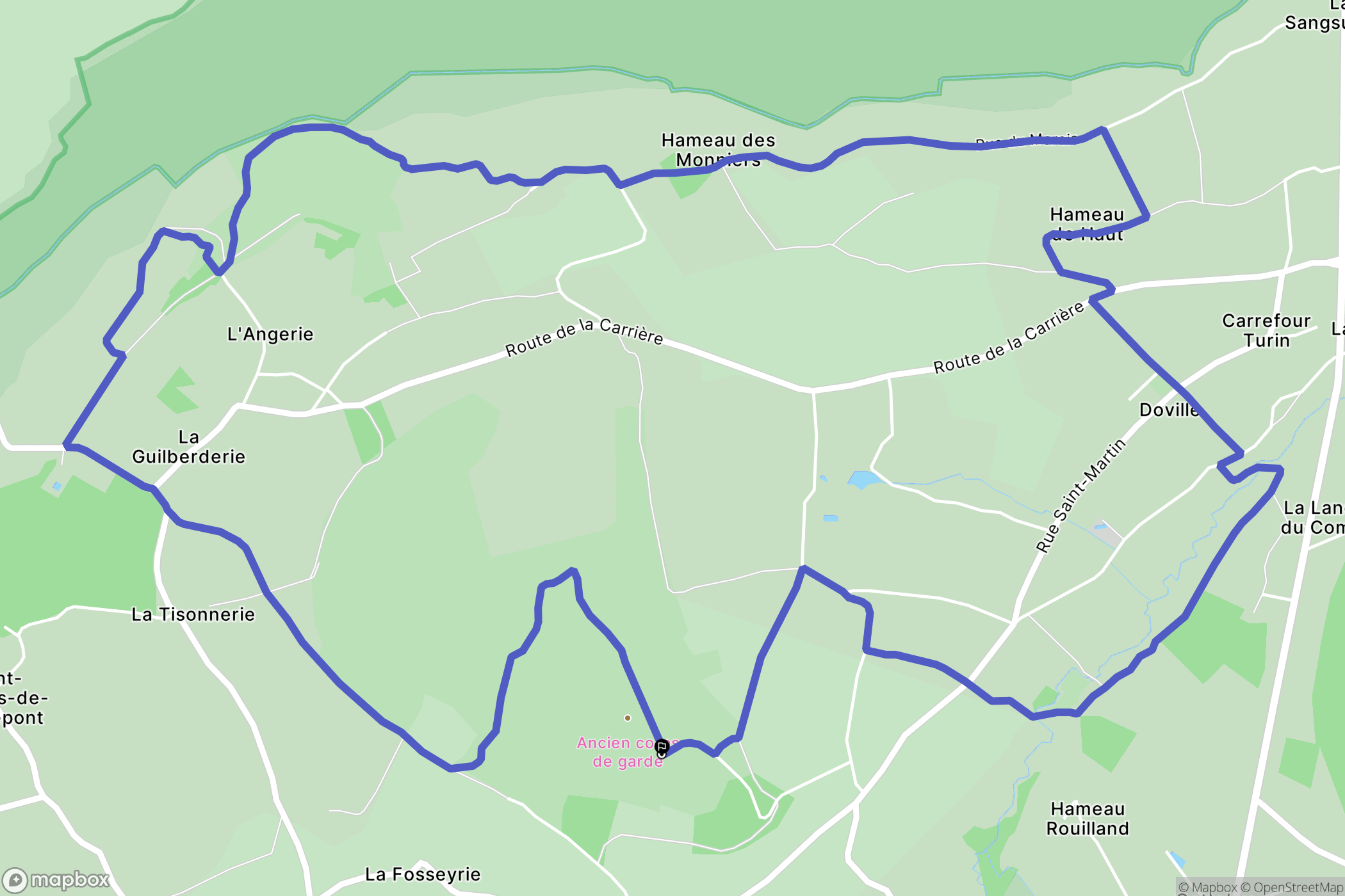 Doville : carte du parcours de randonnée - France