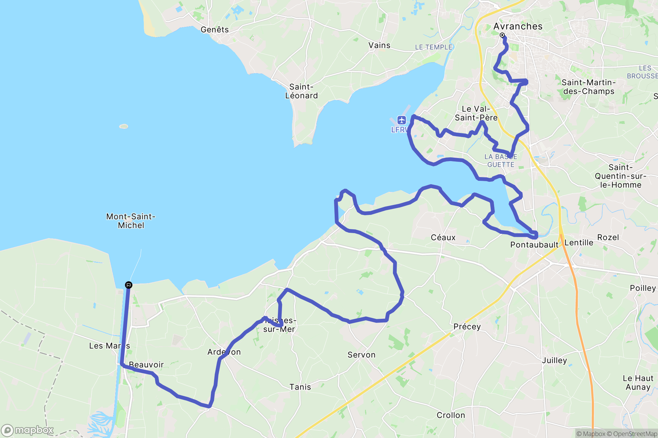 Avranches : carte du parcours de randonnée - France