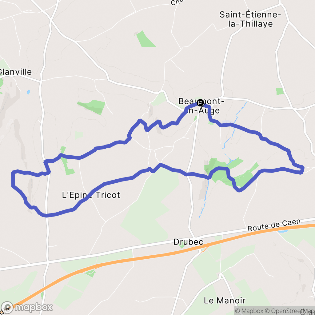 Beaumont-en-Auge : carte du parcours de randonnée - France