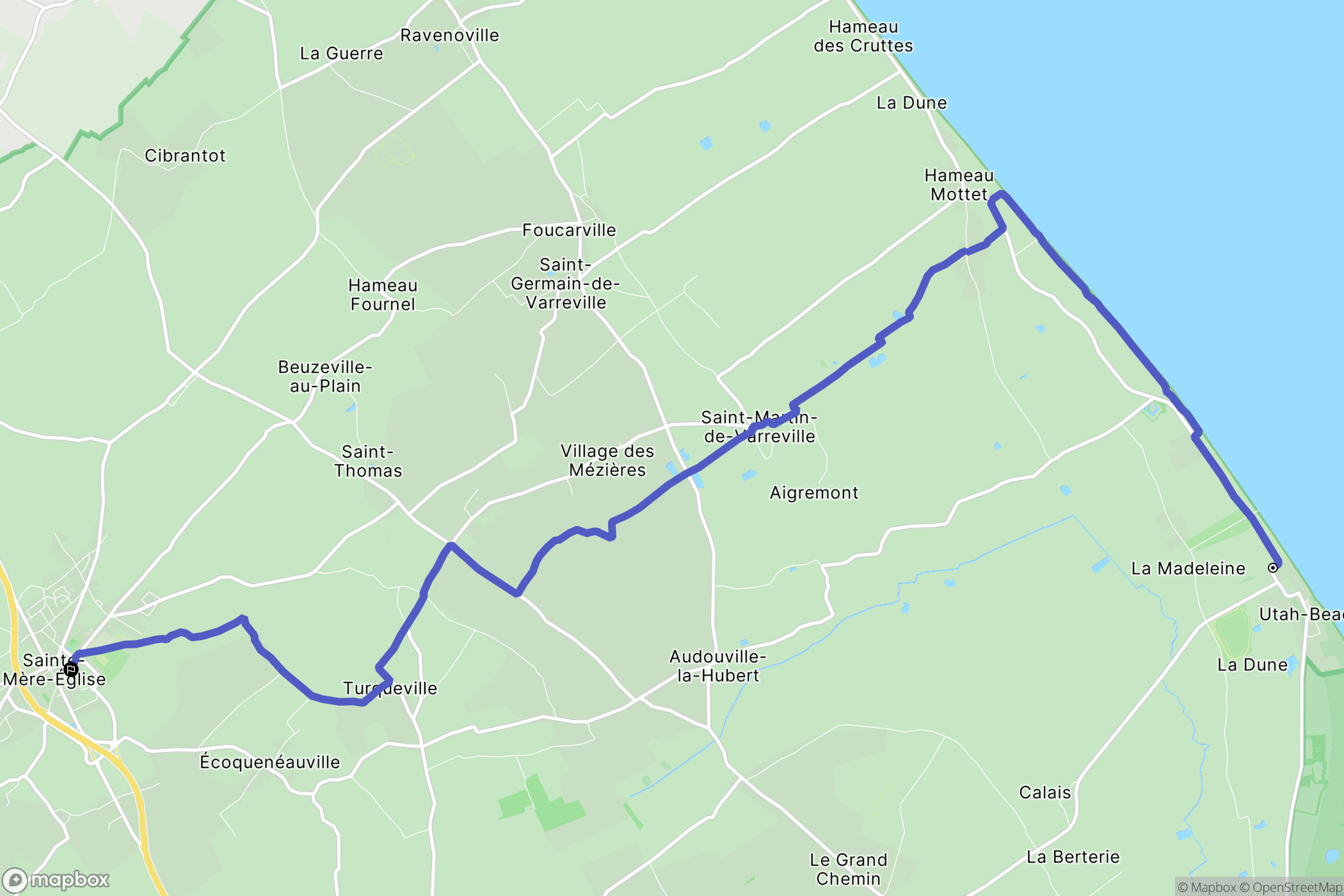 Sainte-Marie-du-Mont : carte du parcours de randonnée - France