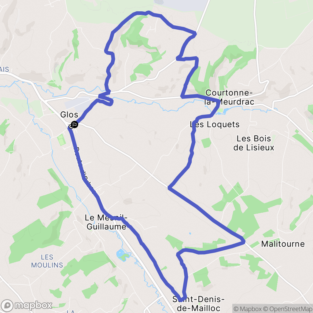 Glos : carte du parcours de randonnée - France