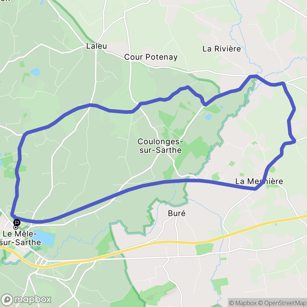 Le Mêle sur Sarthe : carte du parcours de randonnée - France