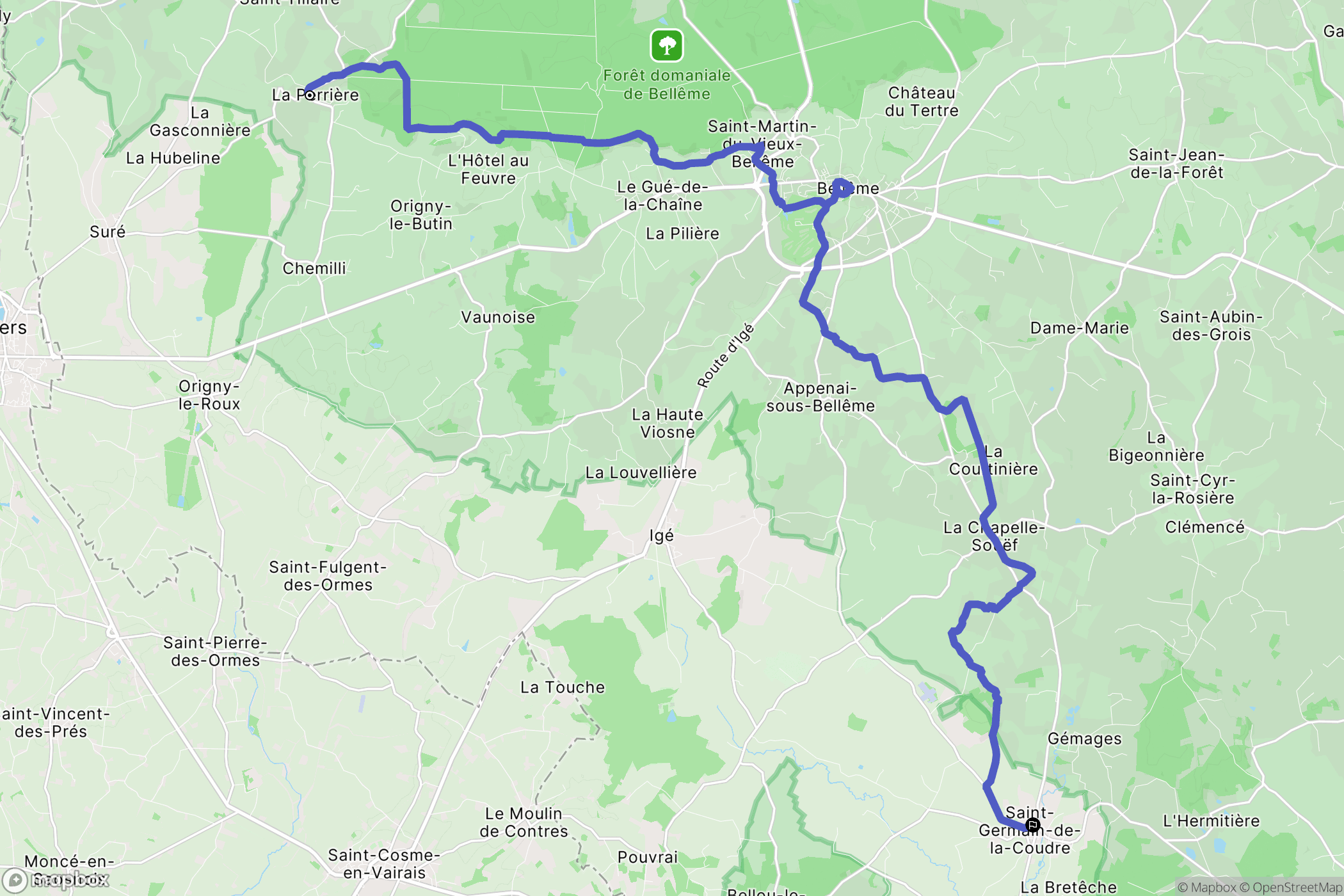 La Perrière : carte du parcours de randonnée - France
